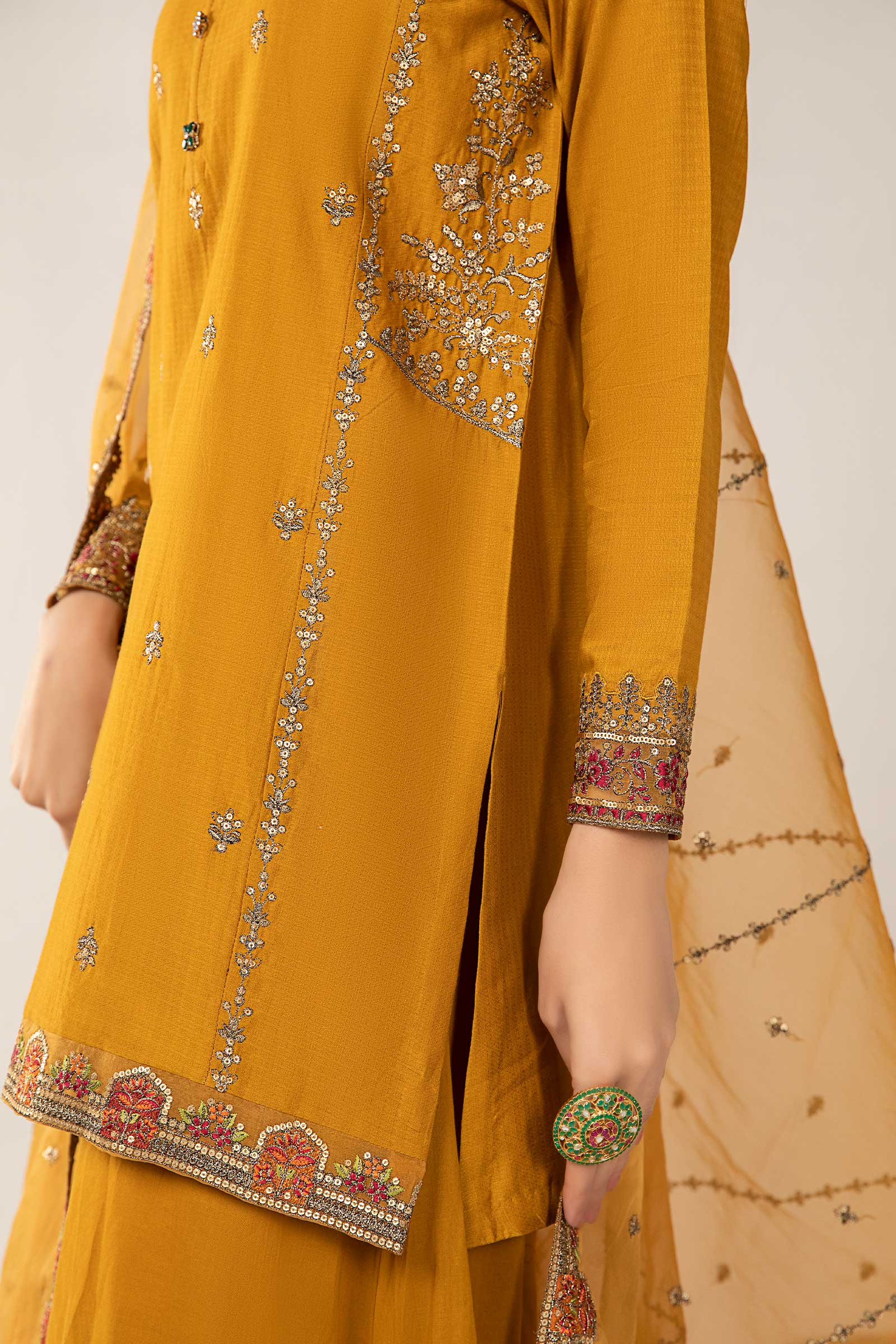 3 Piece Embroidered Dobby Suit