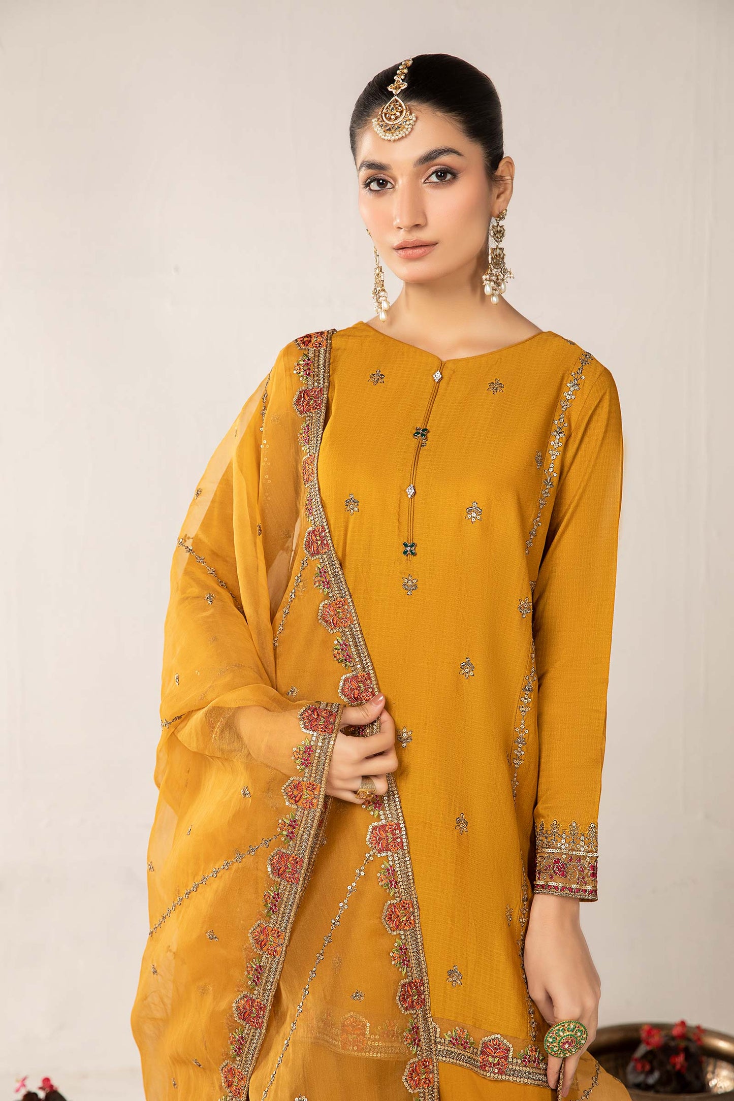 3 Piece Embroidered Dobby Suit