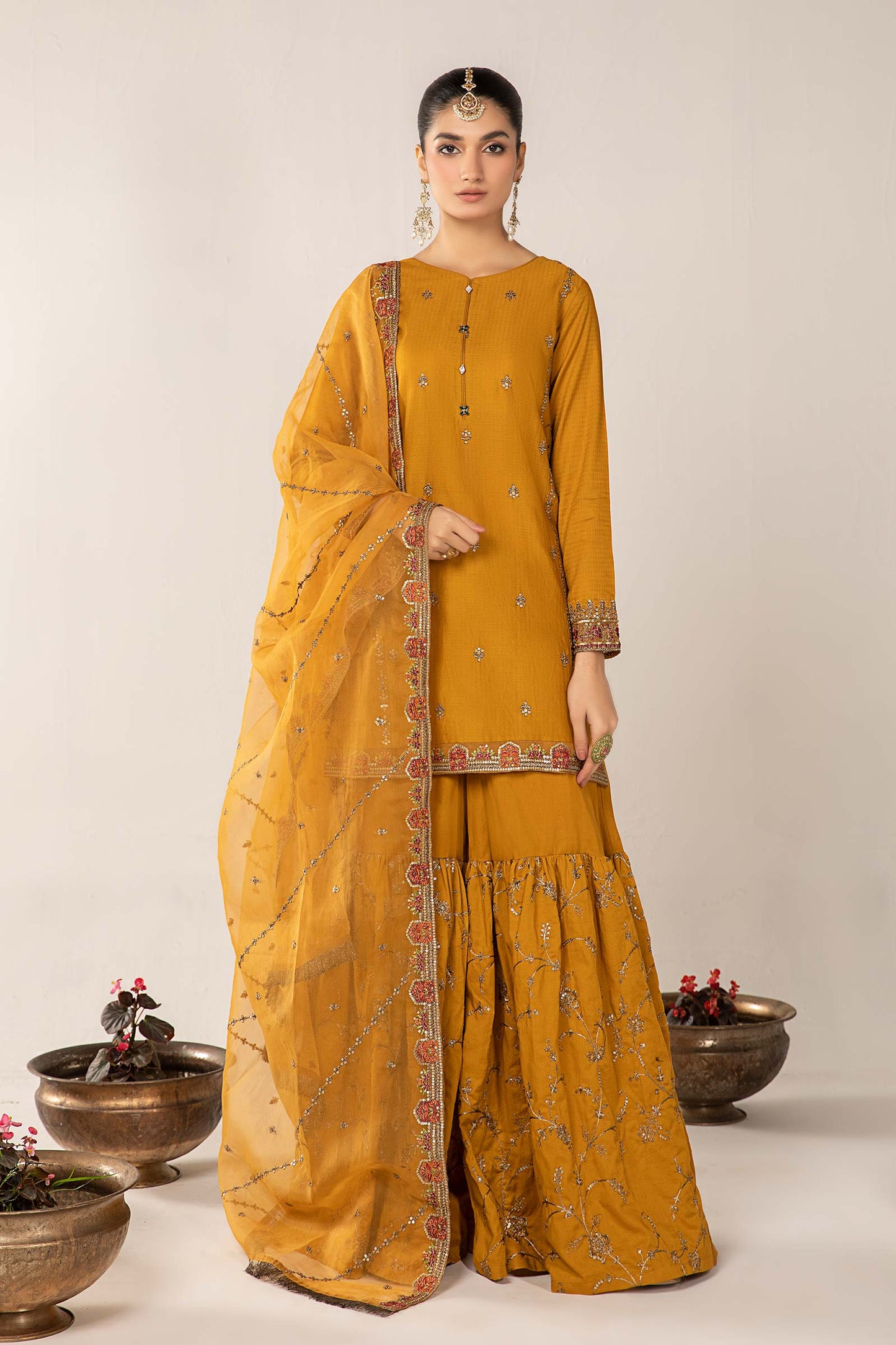 3 Piece Embroidered Dobby Suit