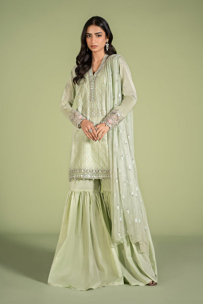 3 PIECE EMBROIDERED LAWN SUIT | DW-EF24-11 Casuals DWEF211-ESM-GRN
