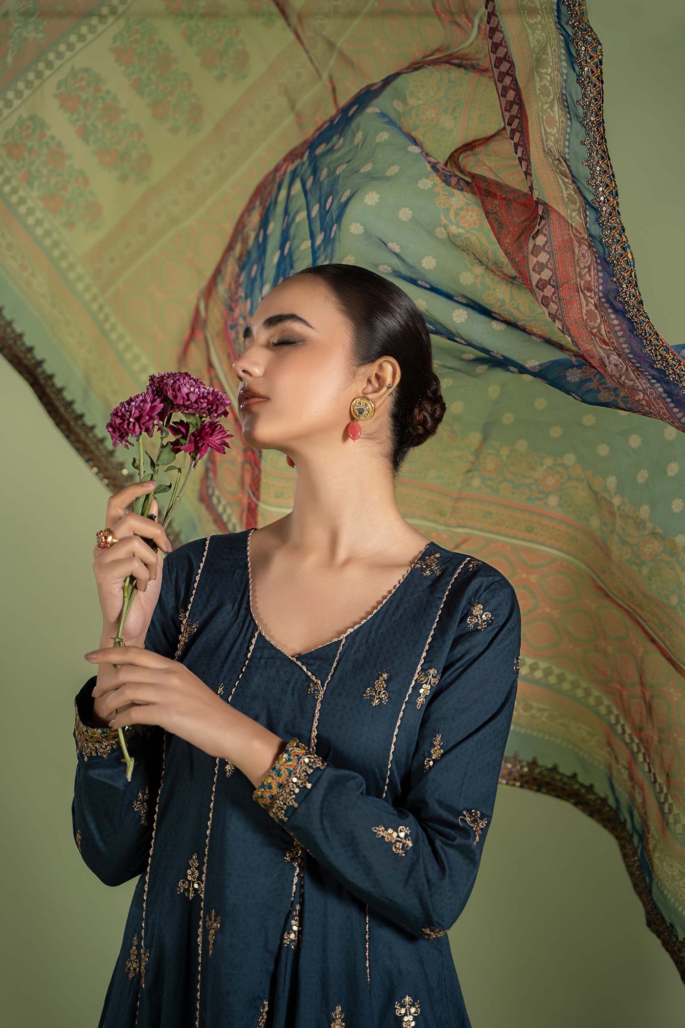 3 Piece Embroidered Dobby Suit