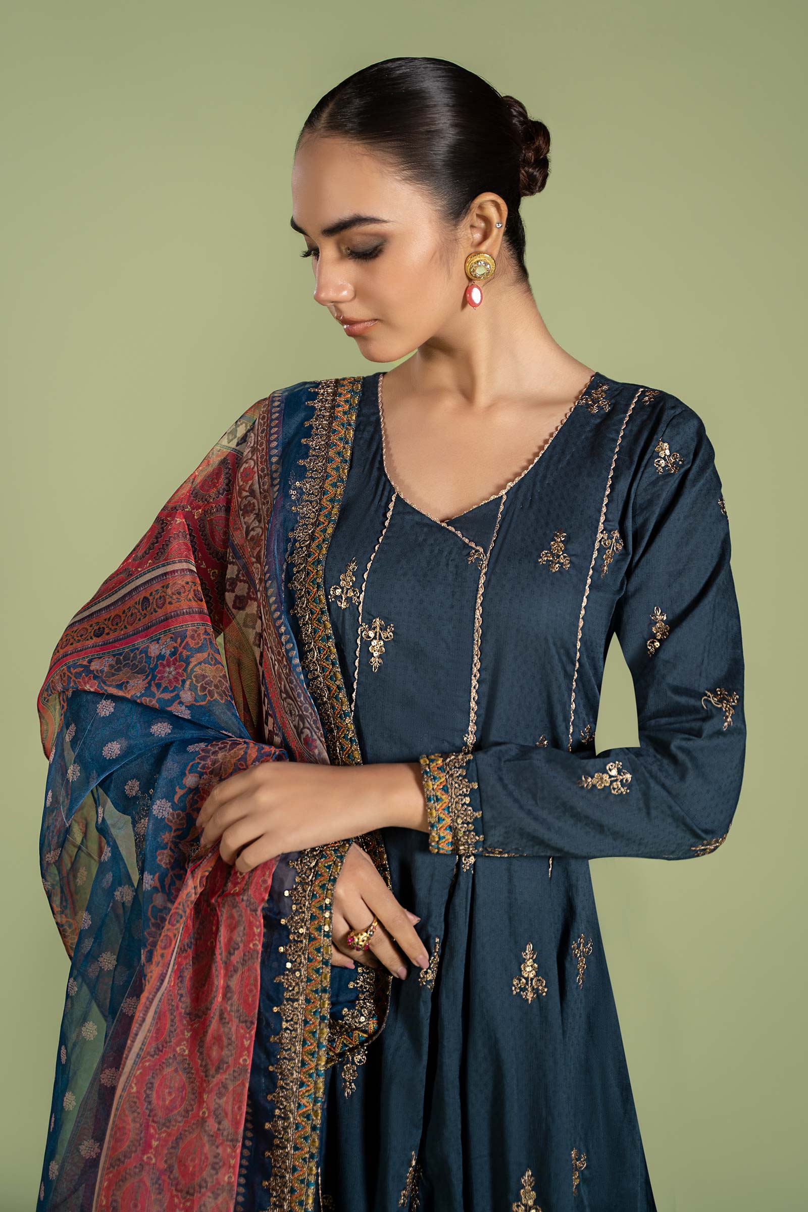 3 Piece Embroidered Dobby Suit