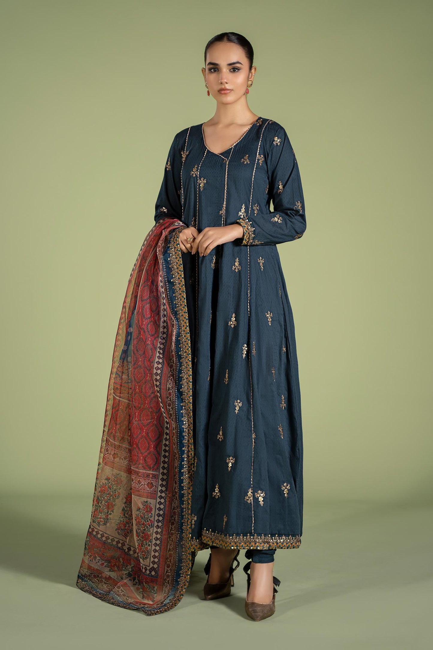 3 Piece Embroidered Dobby Suit