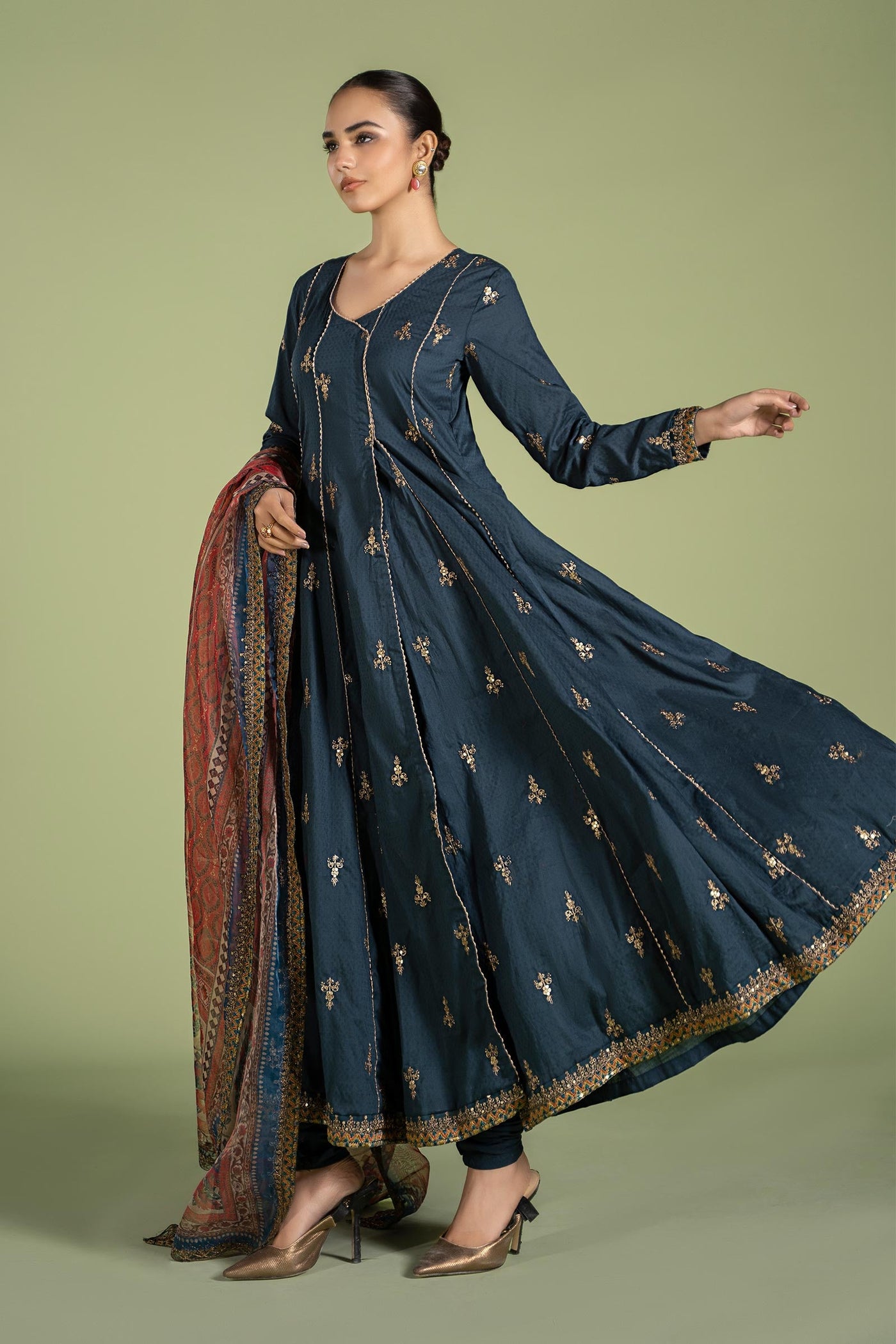 3 Piece Embroidered Dobby Suit