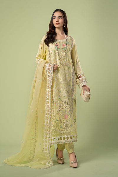 3 PIECE EMBROIDERED LAWN SUIT | DW-EF24-18 Casuals DWE2418-ESM-YLW