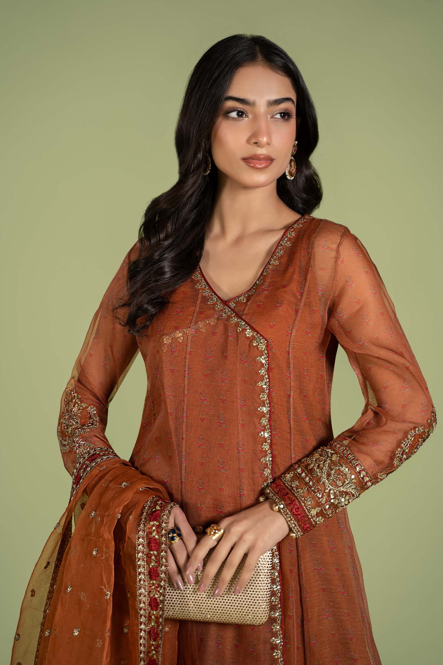 3 Piece Embroidered Net Organza Suit