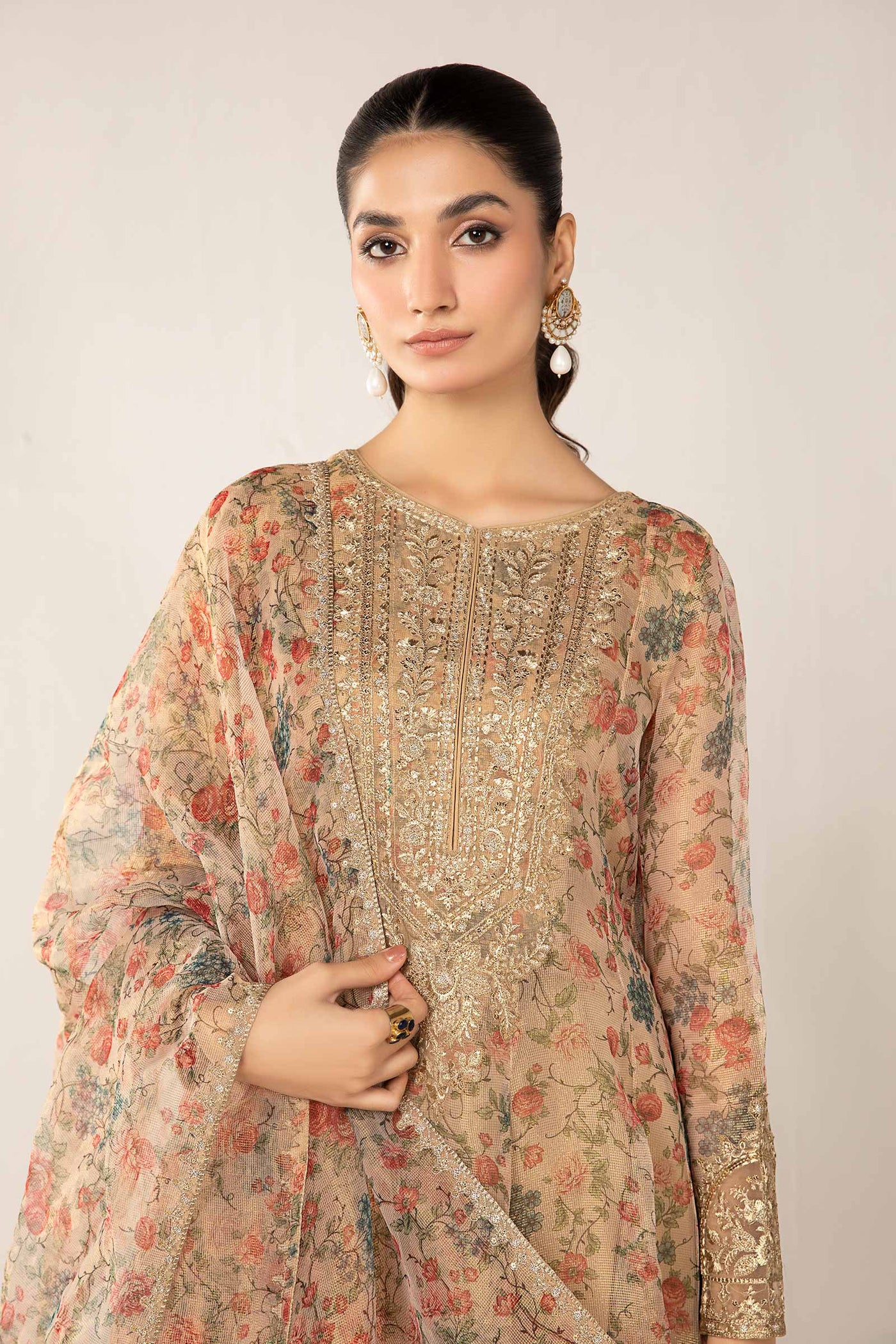 3 Piece Printed Organza Masoori Net Suit | DW-EF24-65