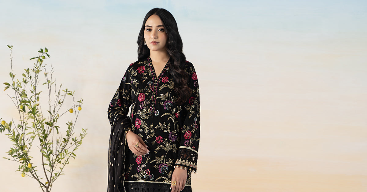 3 Piece Embroidered Self Jacquard Suit