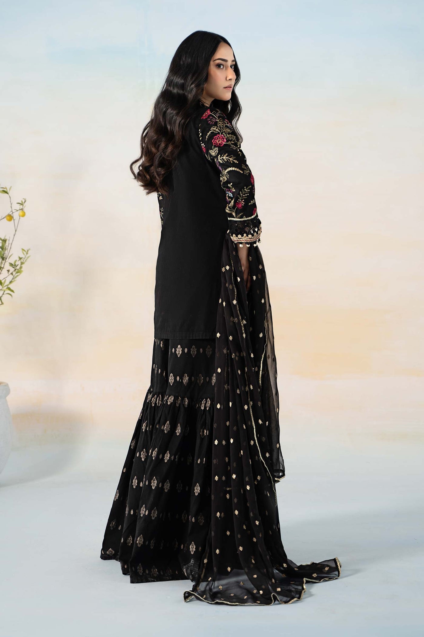 3 Piece Embroidered Self Jacquard Suit