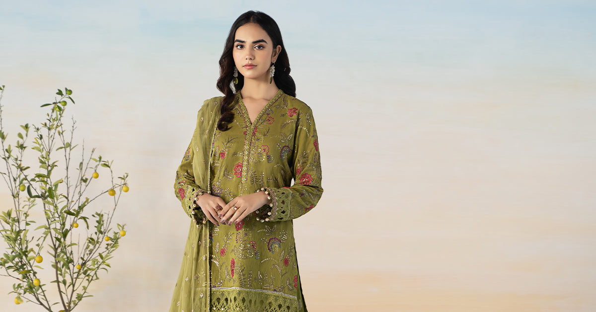 3 Piece Embroidered Self Jacquard Suit