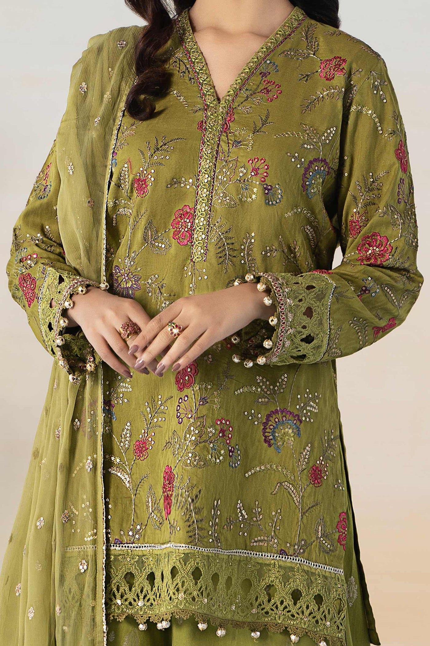 3 Piece Embroidered Self Jacquard Suit