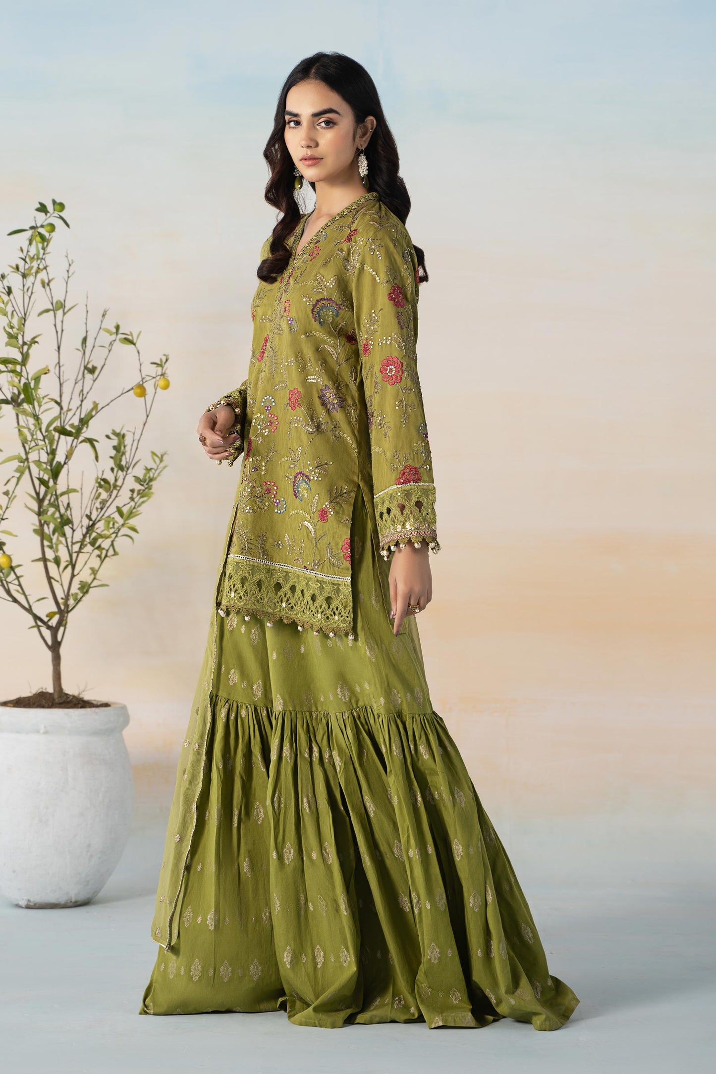 3 Piece Embroidered Self Jacquard Suit