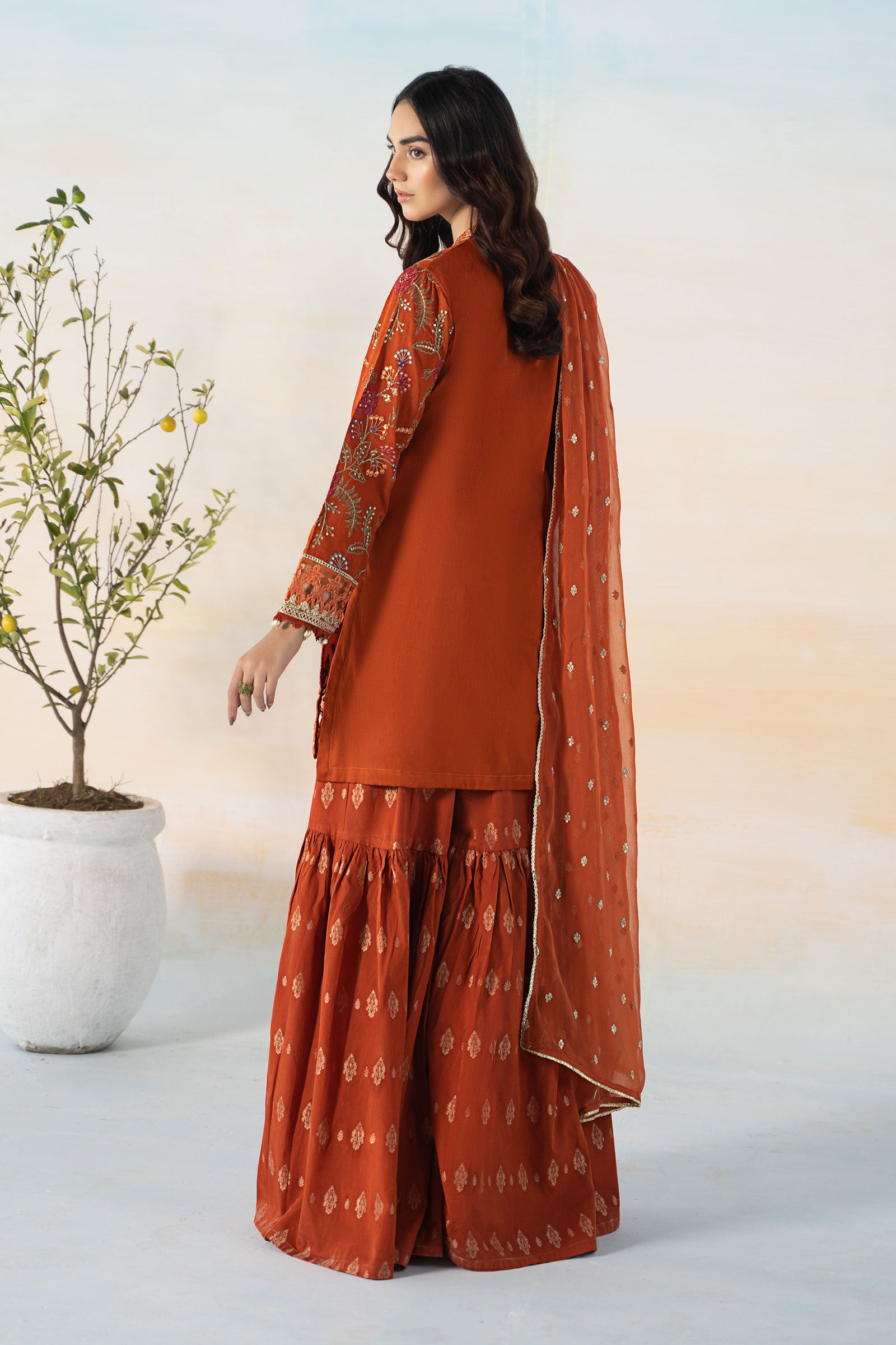 3 Piece Embroidered Self Jacquard Suit