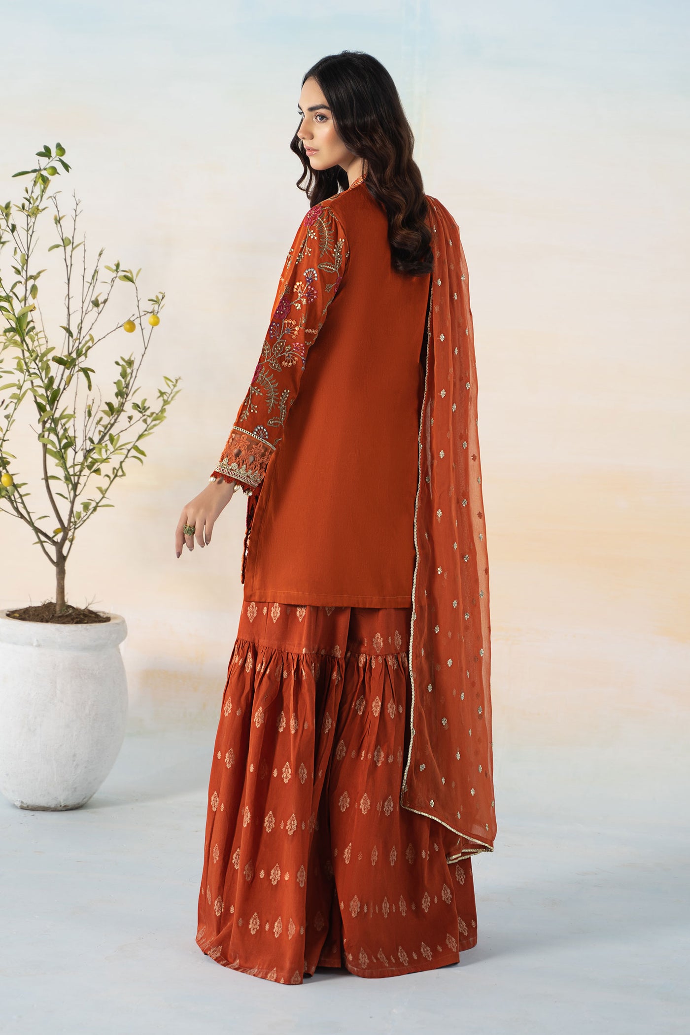 3 Piece Embroidered Self Jacquard Suit