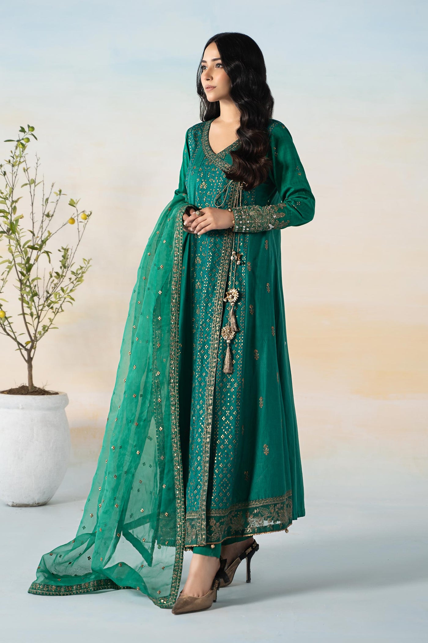 3 Piece Embroidered Dobby Suit