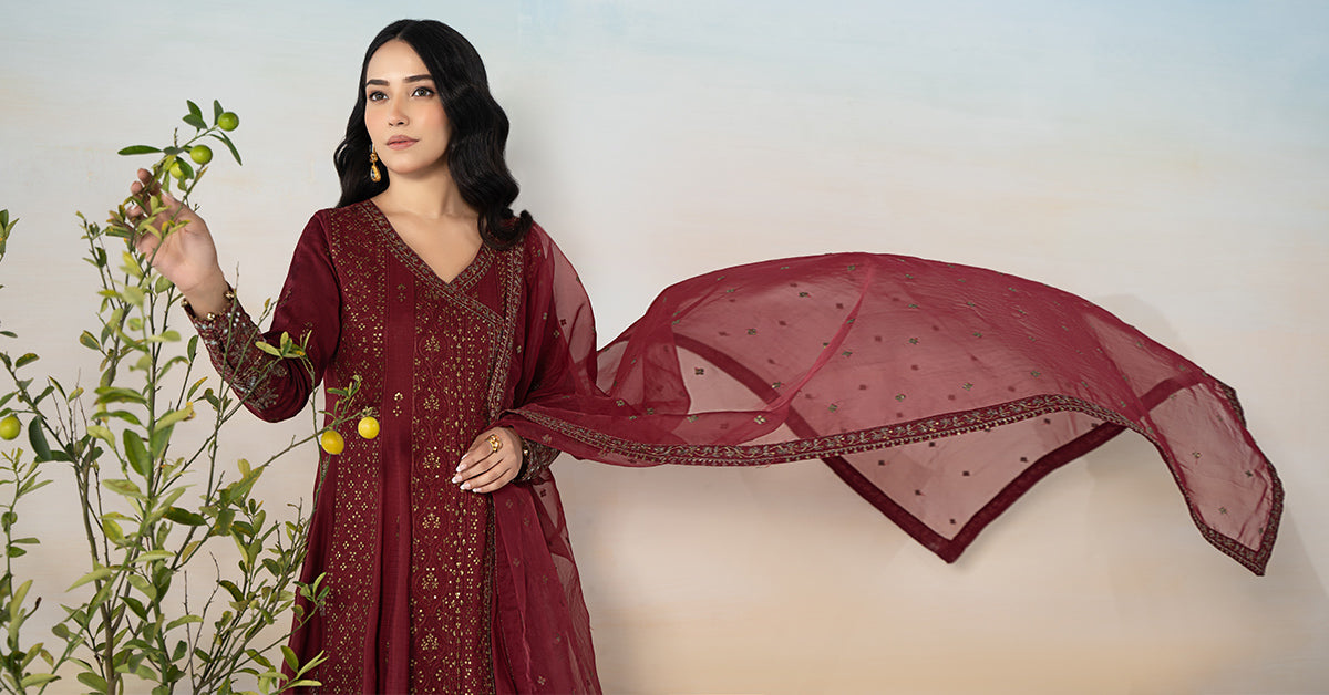 3 Piece Embroidered Dobby Suit