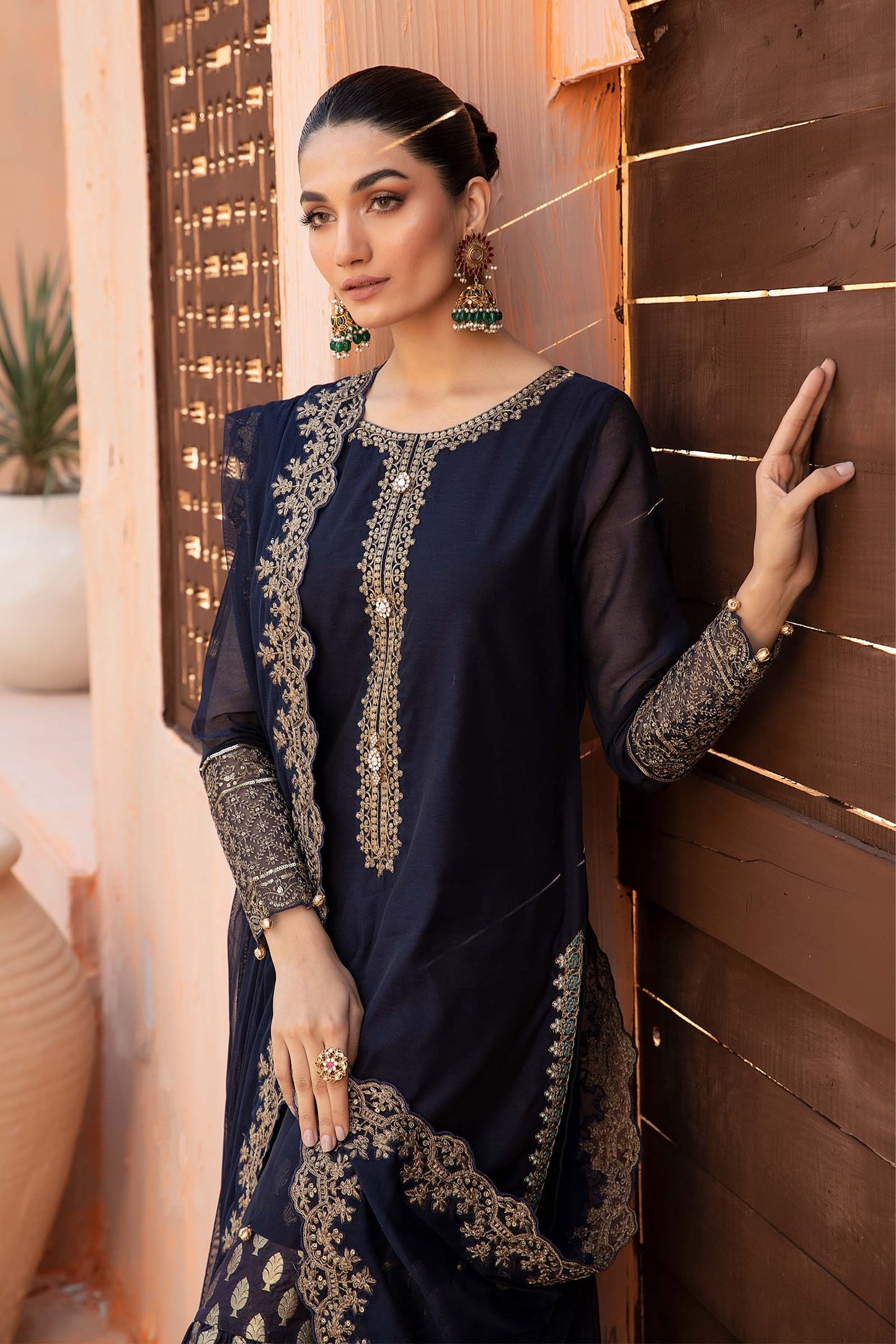 3 Piece Dyed Paper Cotton Suit