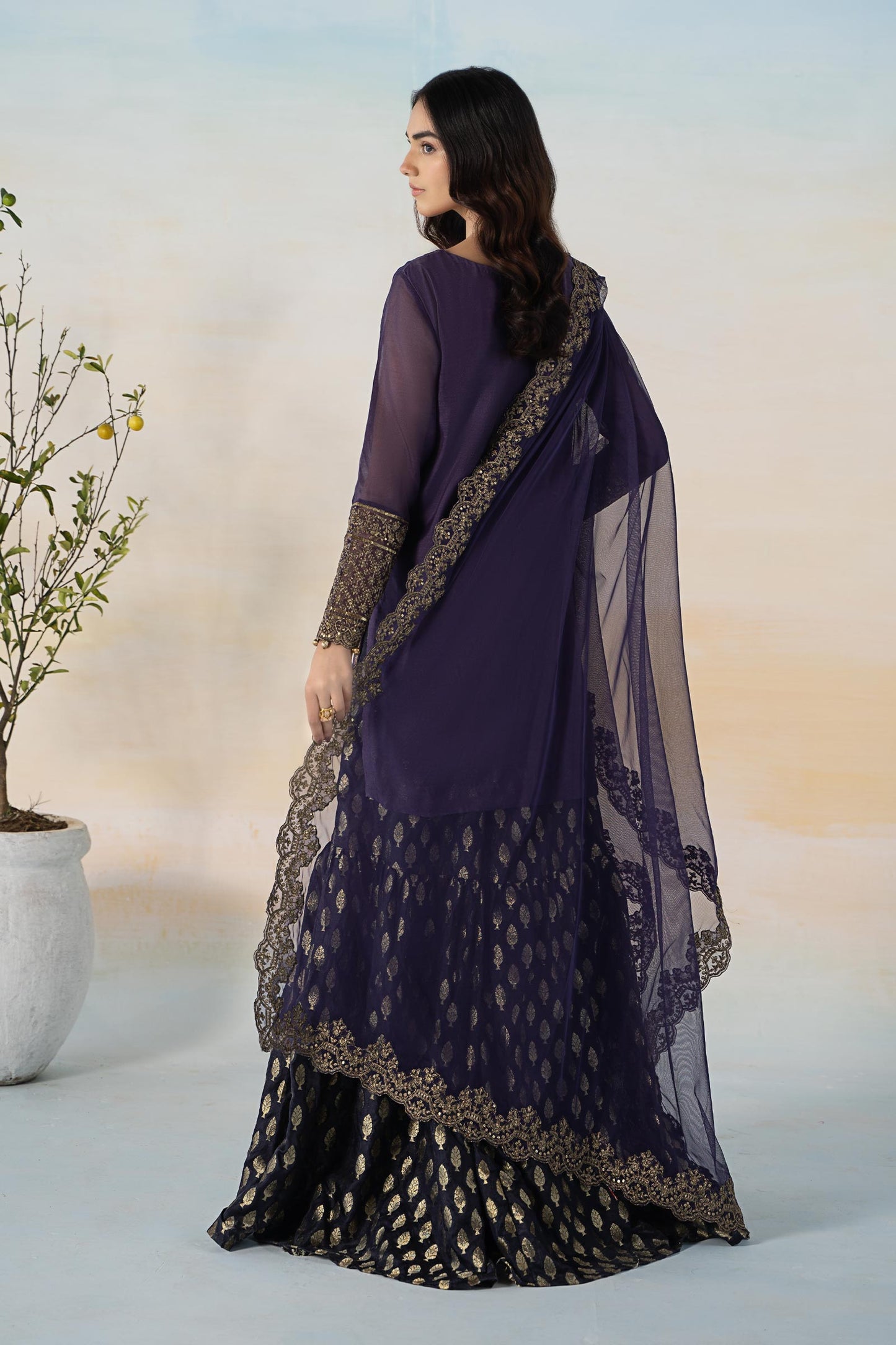 3 Piece Dyed Paper Cotton Suit