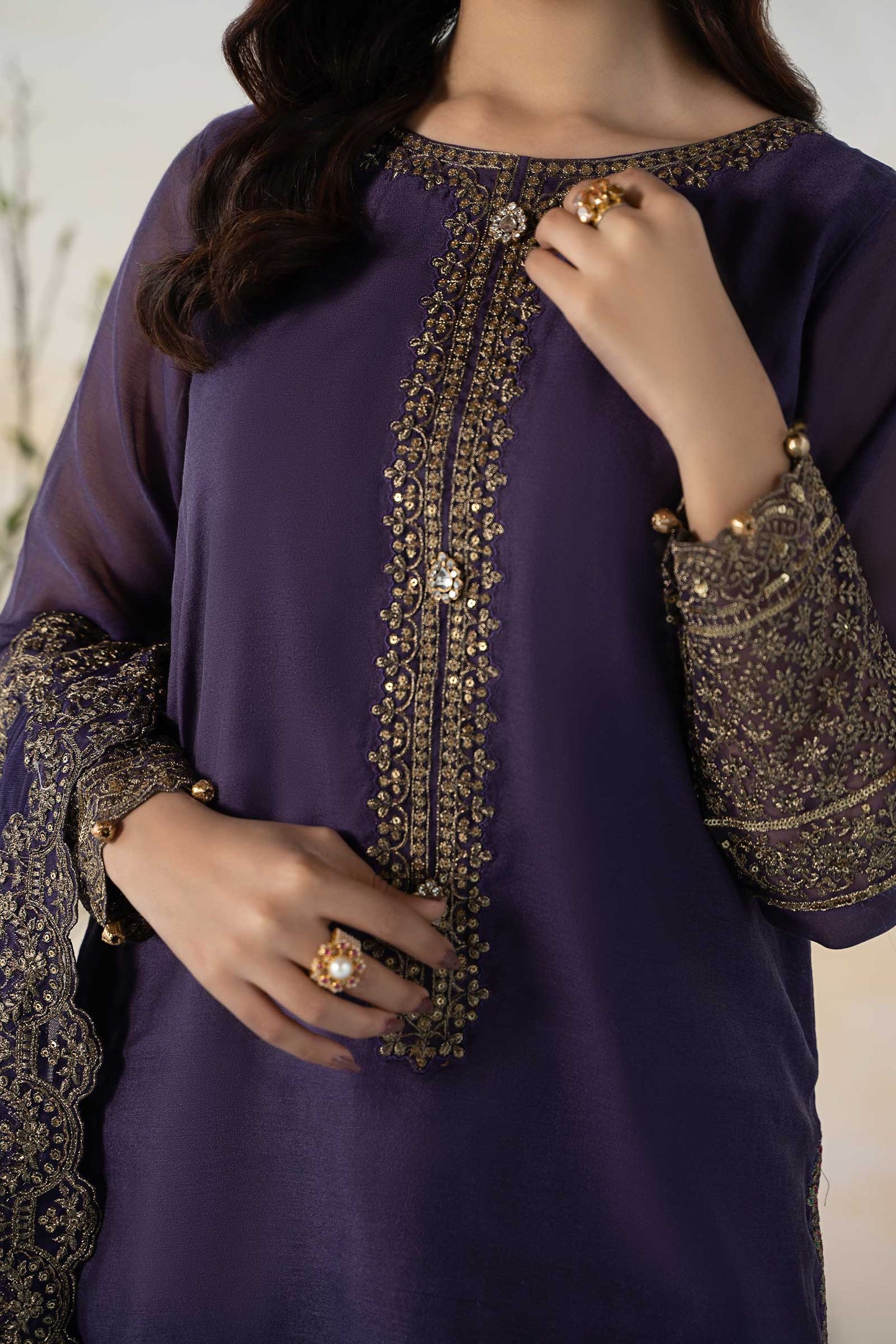 3 Piece Dyed Paper Cotton Suit