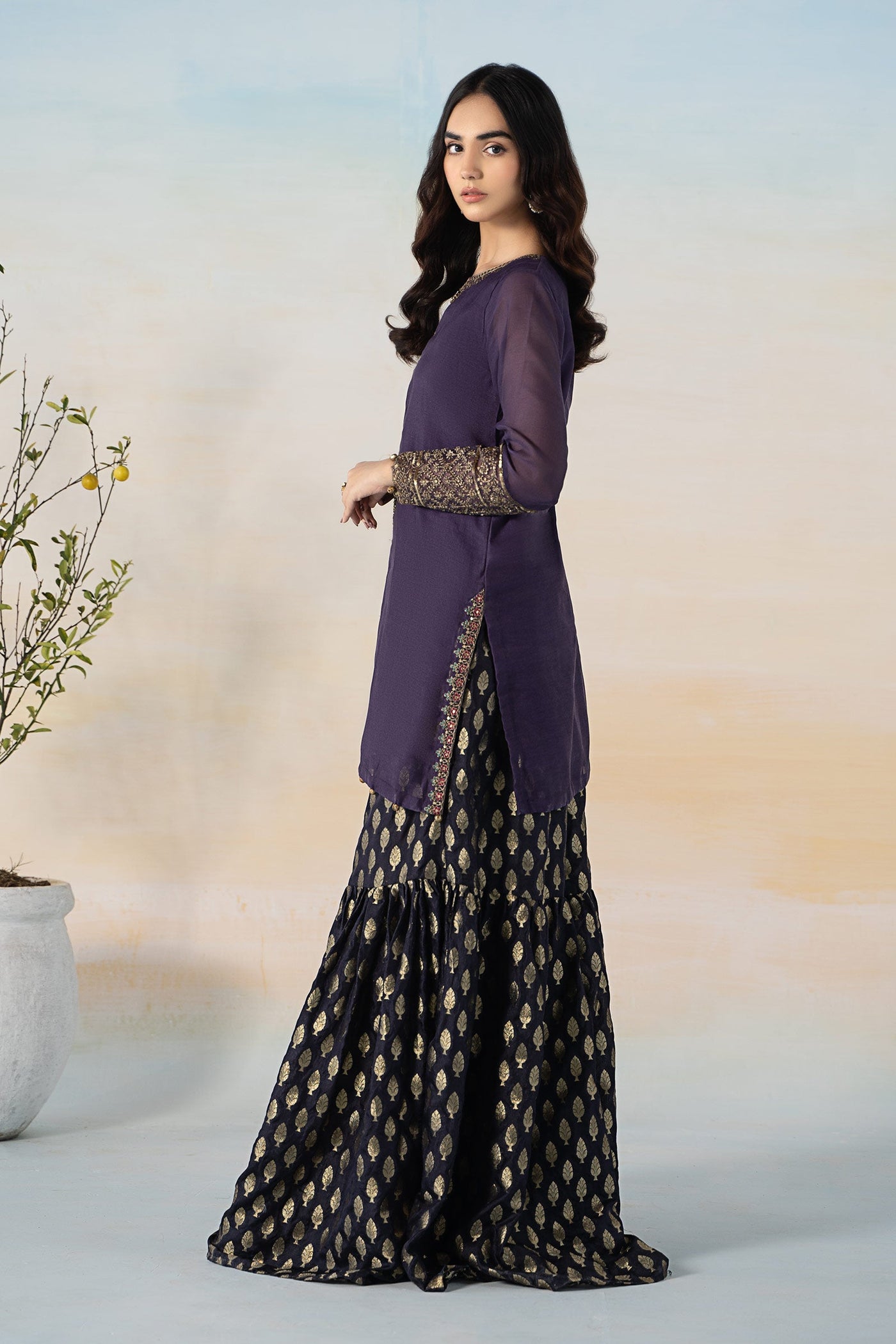 3 Piece Dyed Paper Cotton Suit | DW-EF24-104