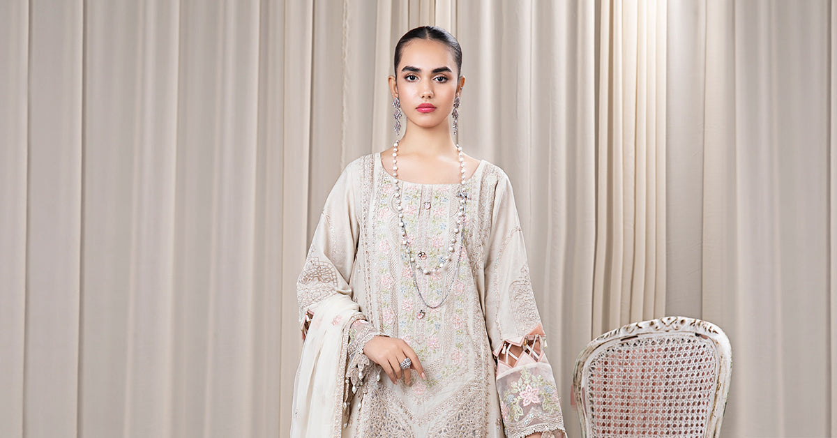 3 Piece Embroidered Self Jacquard Suit