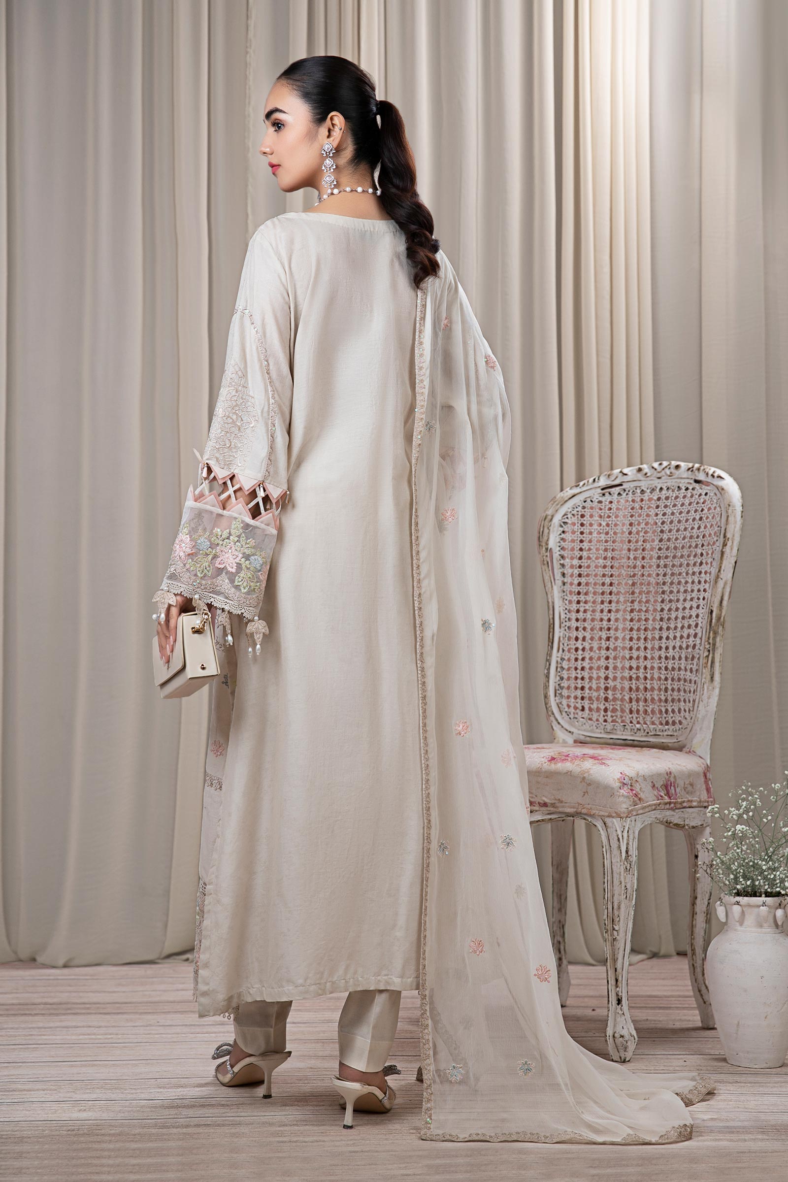 3 Piece Embroidered Self Jacquard Suit
