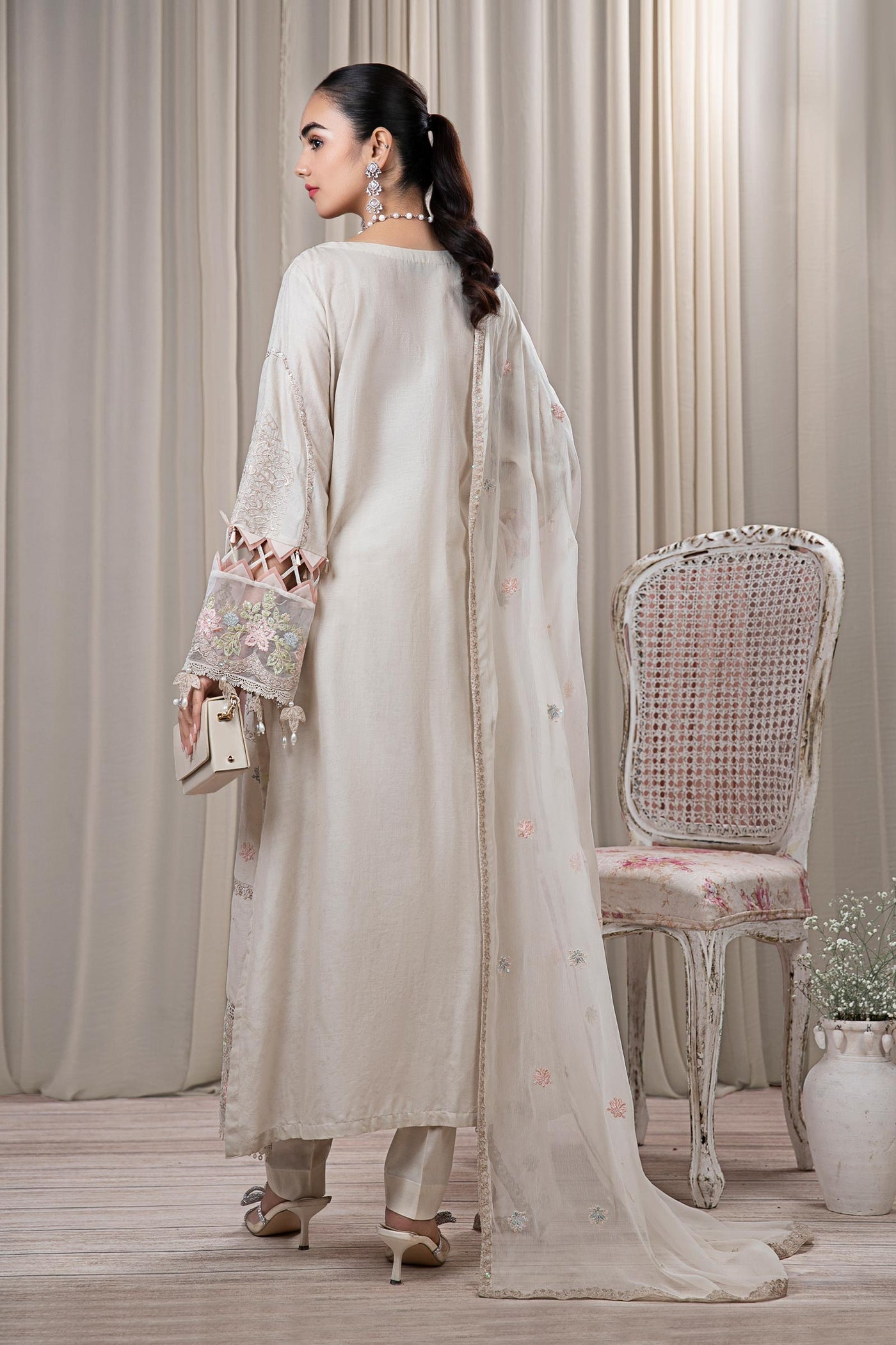 3 Piece Embroidered Self Jacquard Suit | DW-EF24-109