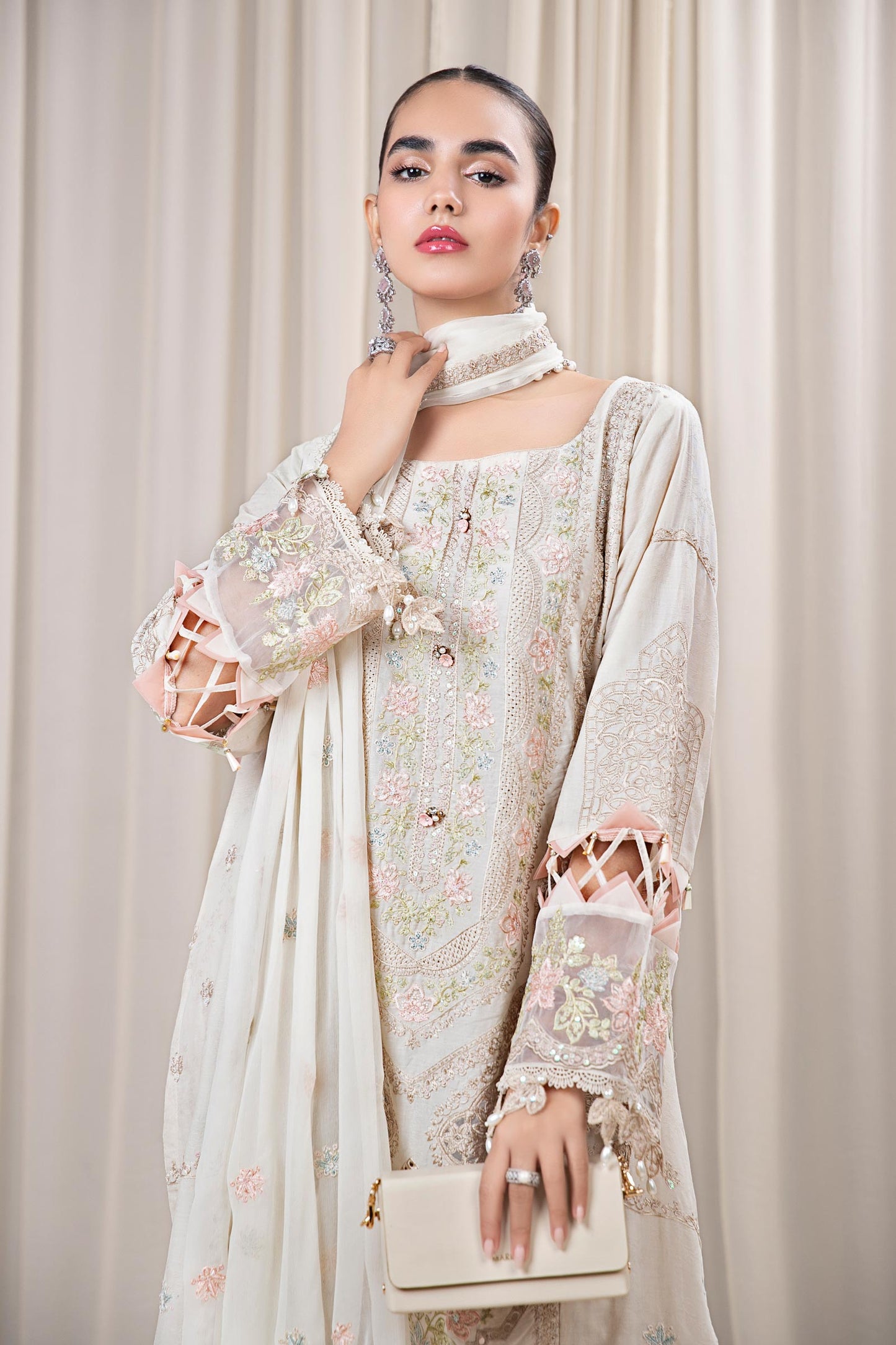 3 Piece Embroidered Self Jacquard Suit