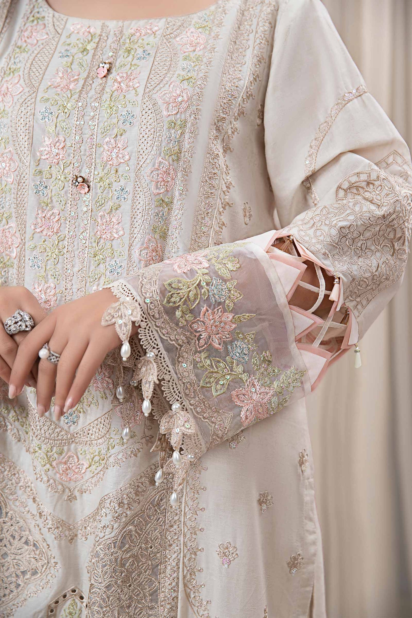 3 Piece Embroidered Self Jacquard Suit