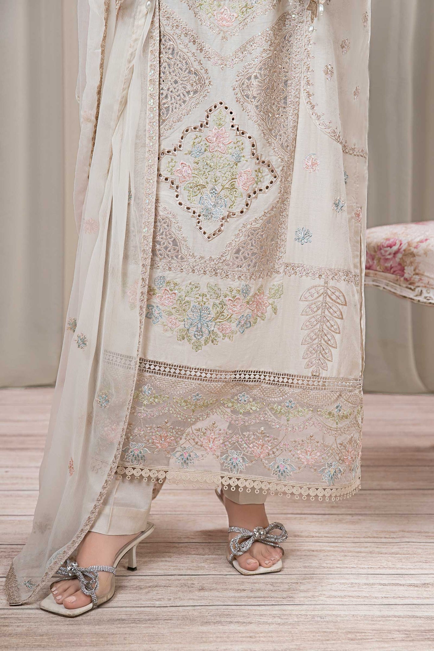 3 Piece Embroidered Self Jacquard Suit