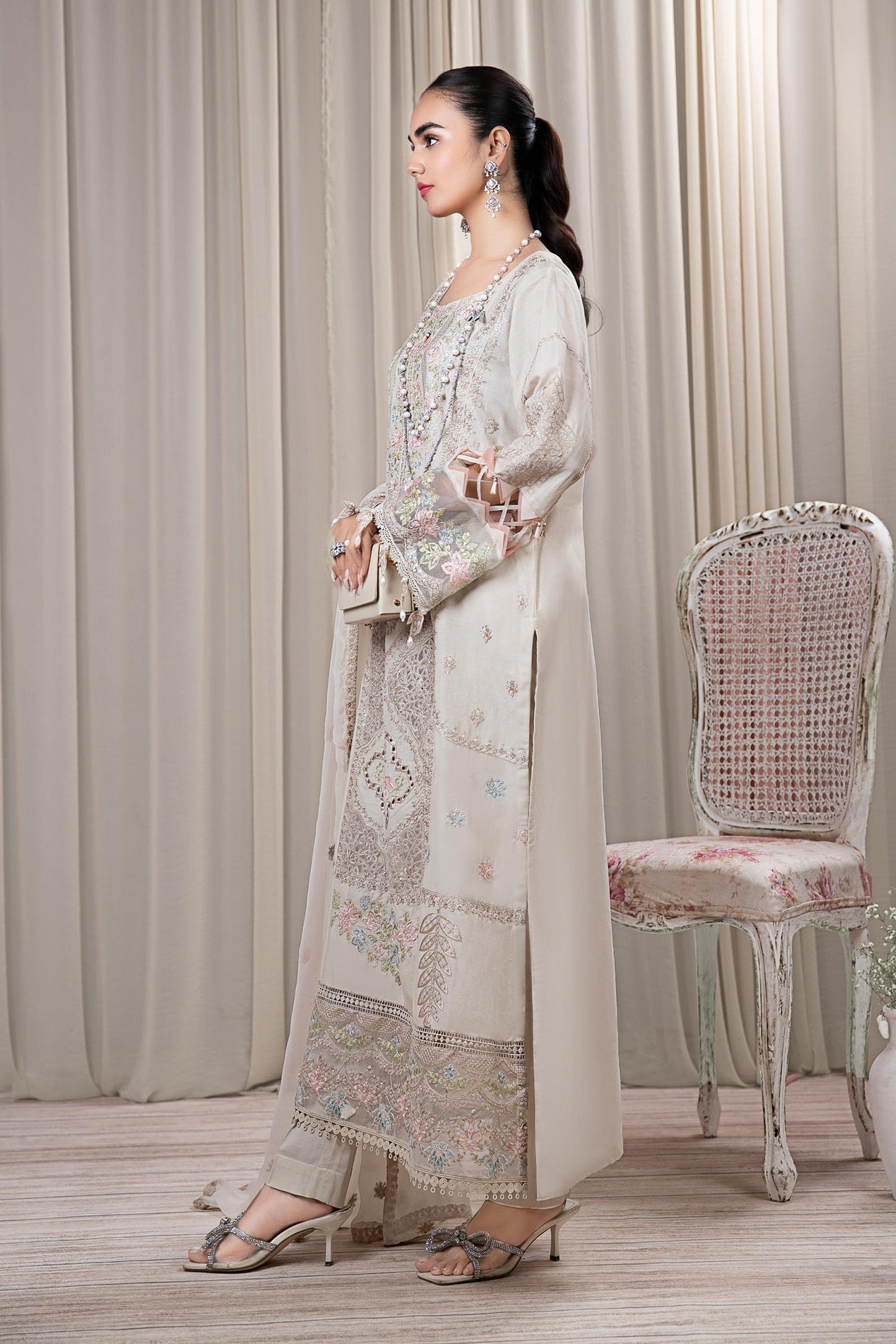 3 Piece Embroidered Self Jacquard Suit