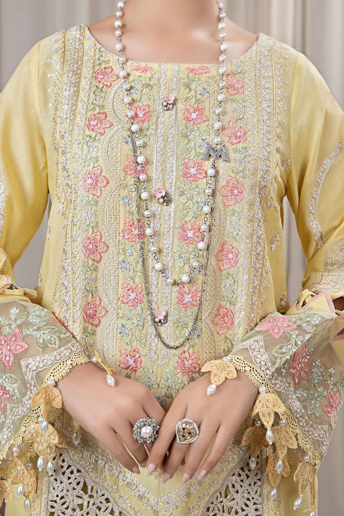 3 Piece Embroidered Self Jacquard Suit