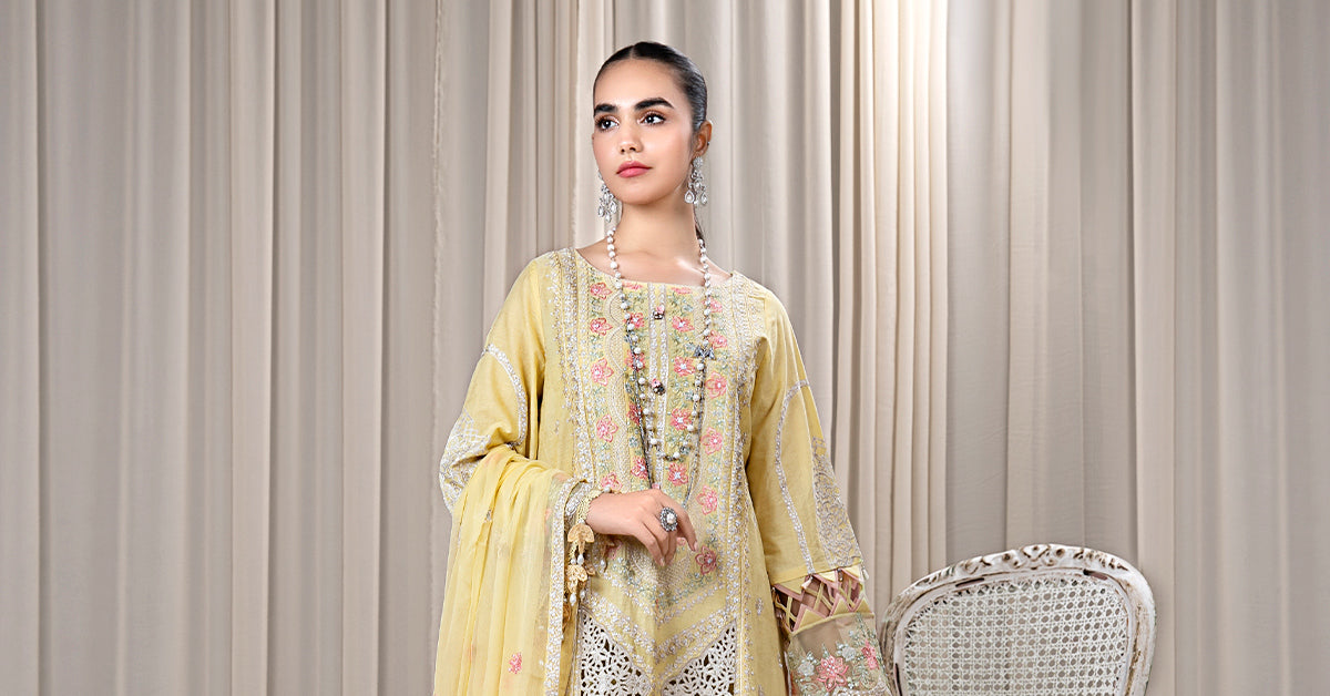 3 Piece Embroidered Self Jacquard Suit
