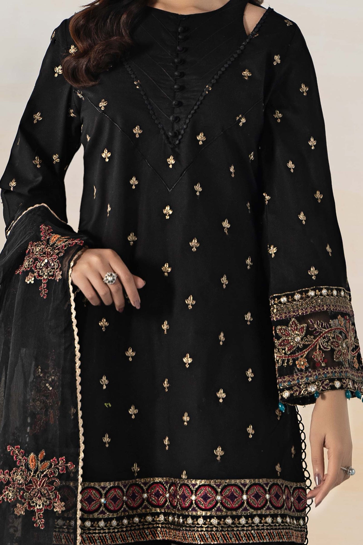 3 Piece Embroidered Jacquard Suit