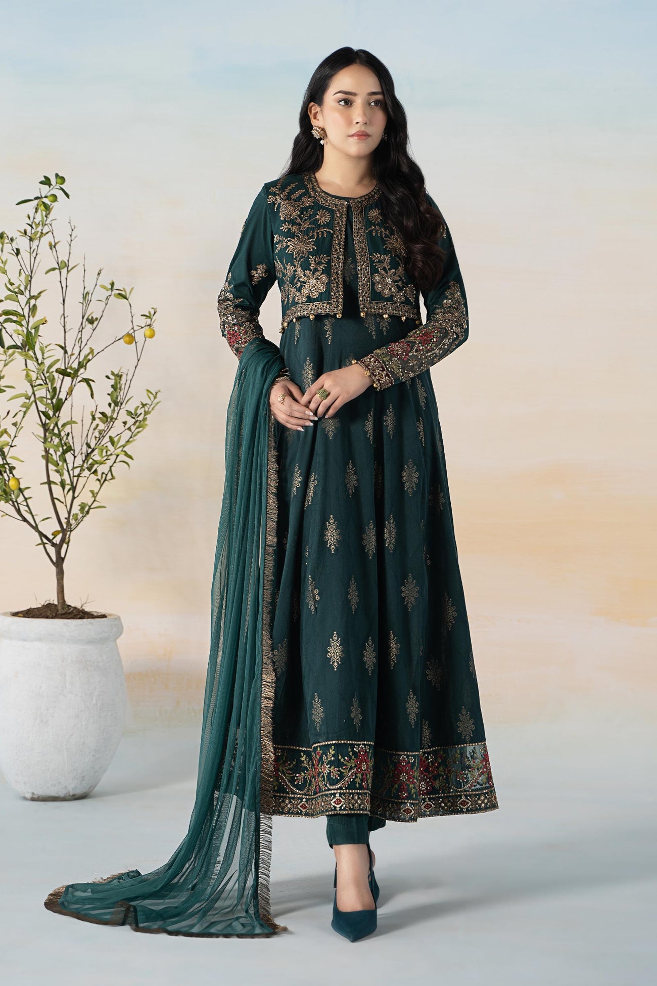 3 Piece Printed Jacquard Suit