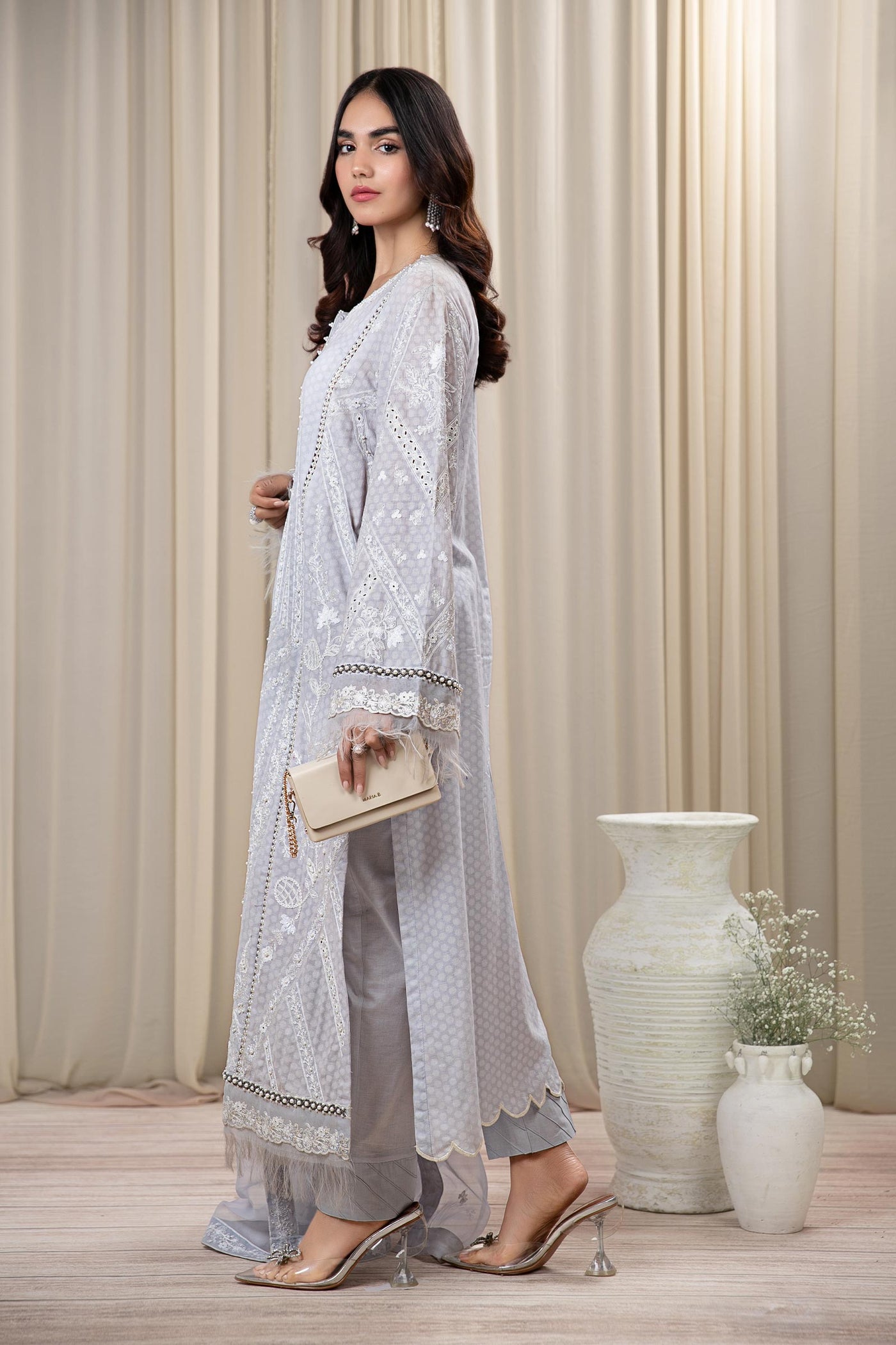 3 Piece Embroidered Self Jacquard Suit