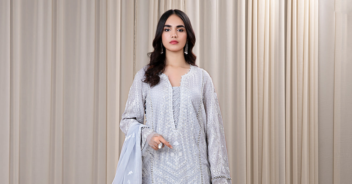 3 Piece Embroidered Self Jacquard Suit