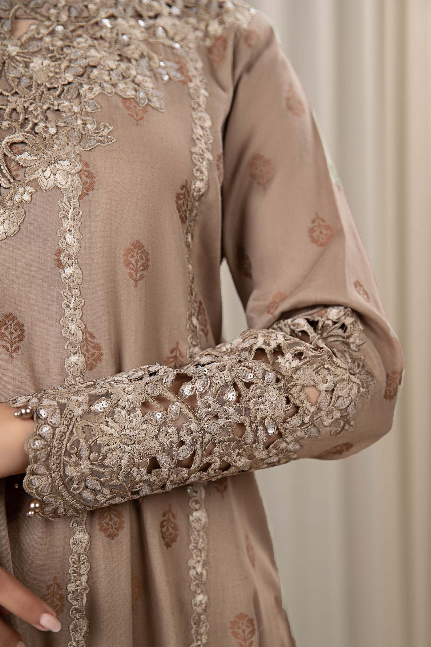 3 Piece Embroidered Jacquard Broshia Suit | DW-EF24-35