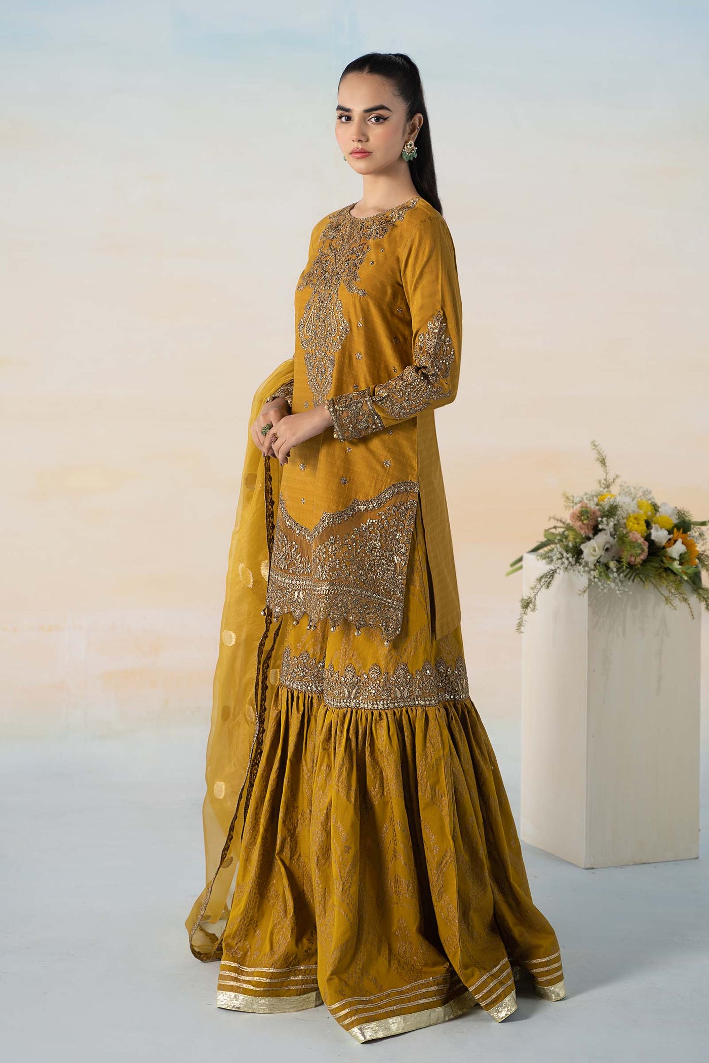 3 Piece Embroidered Dobby Suit