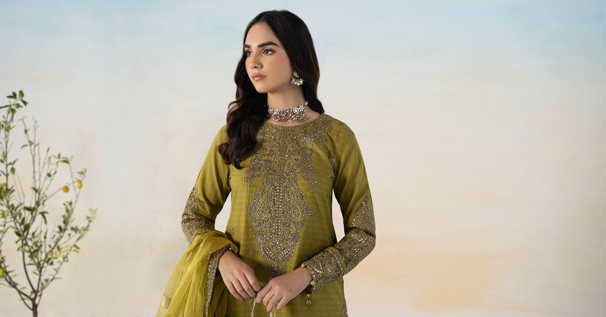 3 Piece Embroidered Dobby Suit