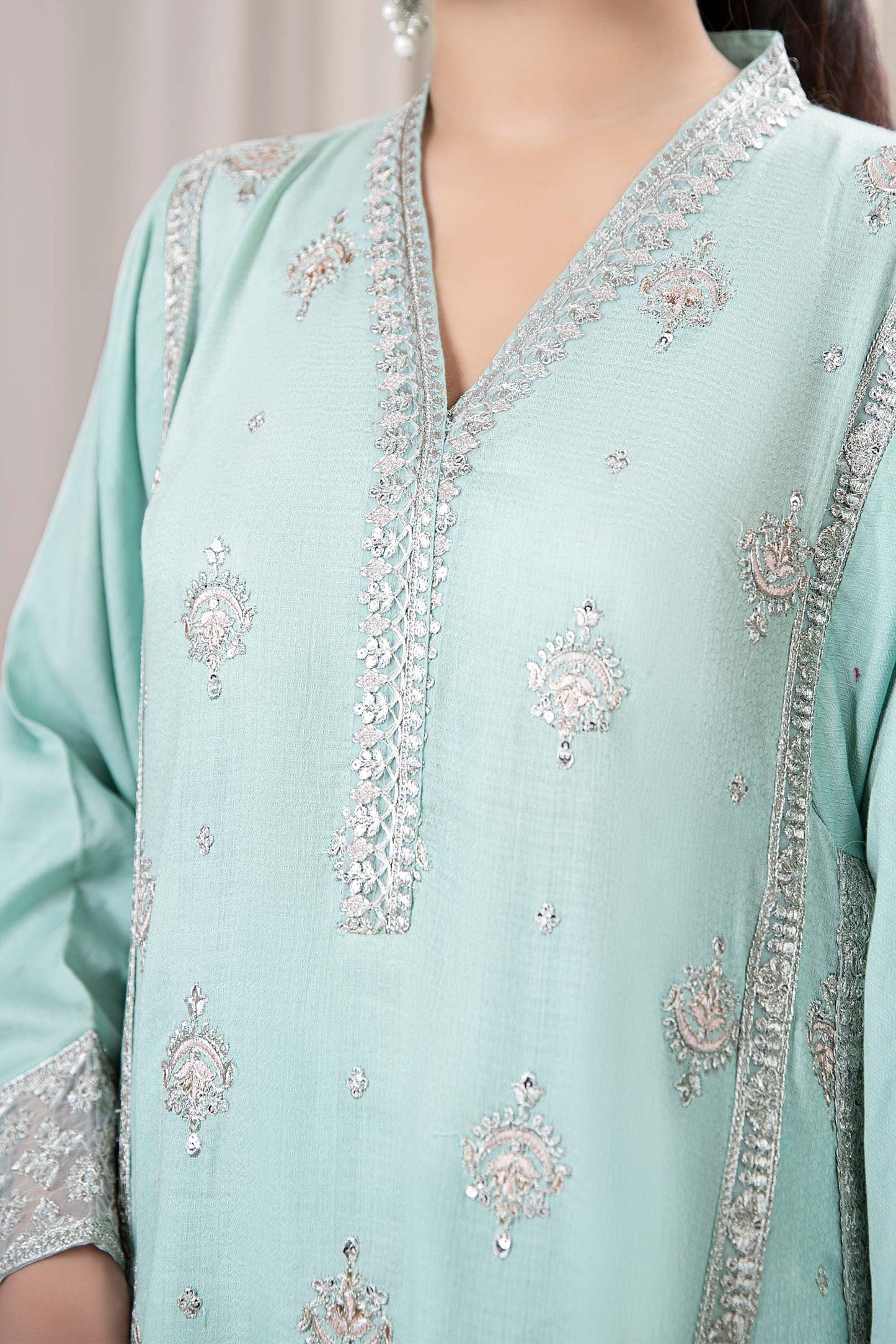 3 Piece Embroidered Dobby Suit