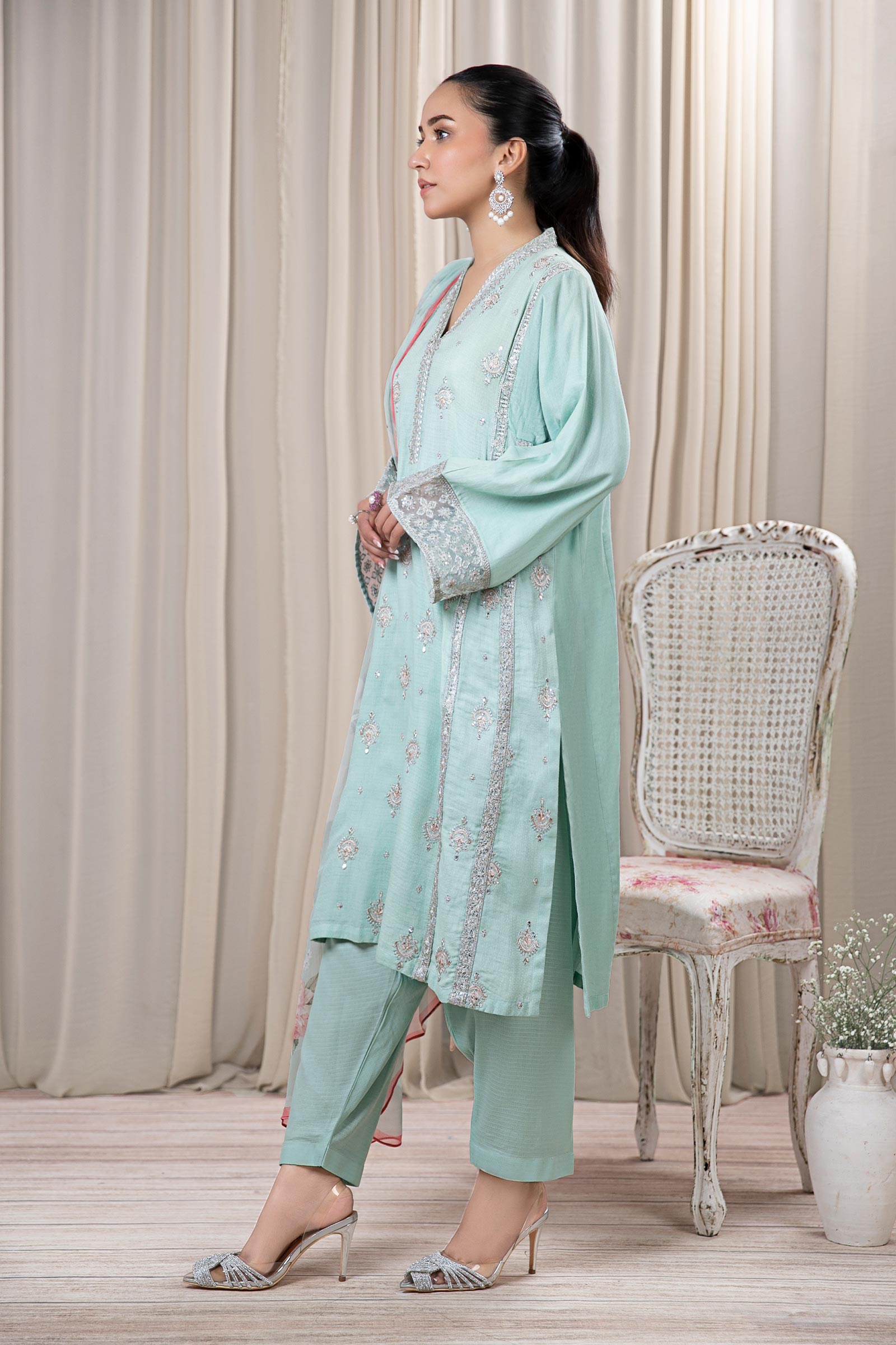 3 Piece Embroidered Dobby Suit