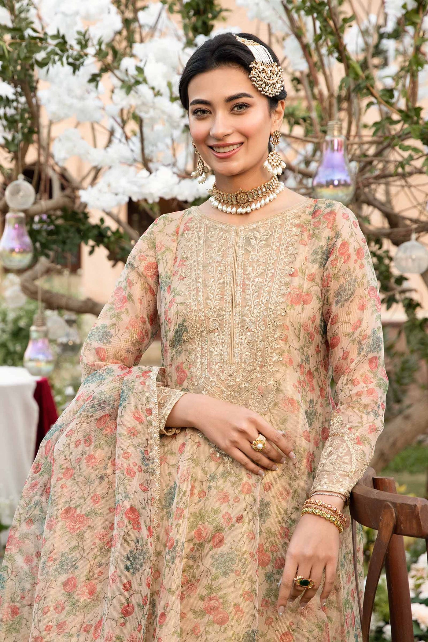 3 Piece Printed Organza Masoori Net Suit | DW-EF24-65