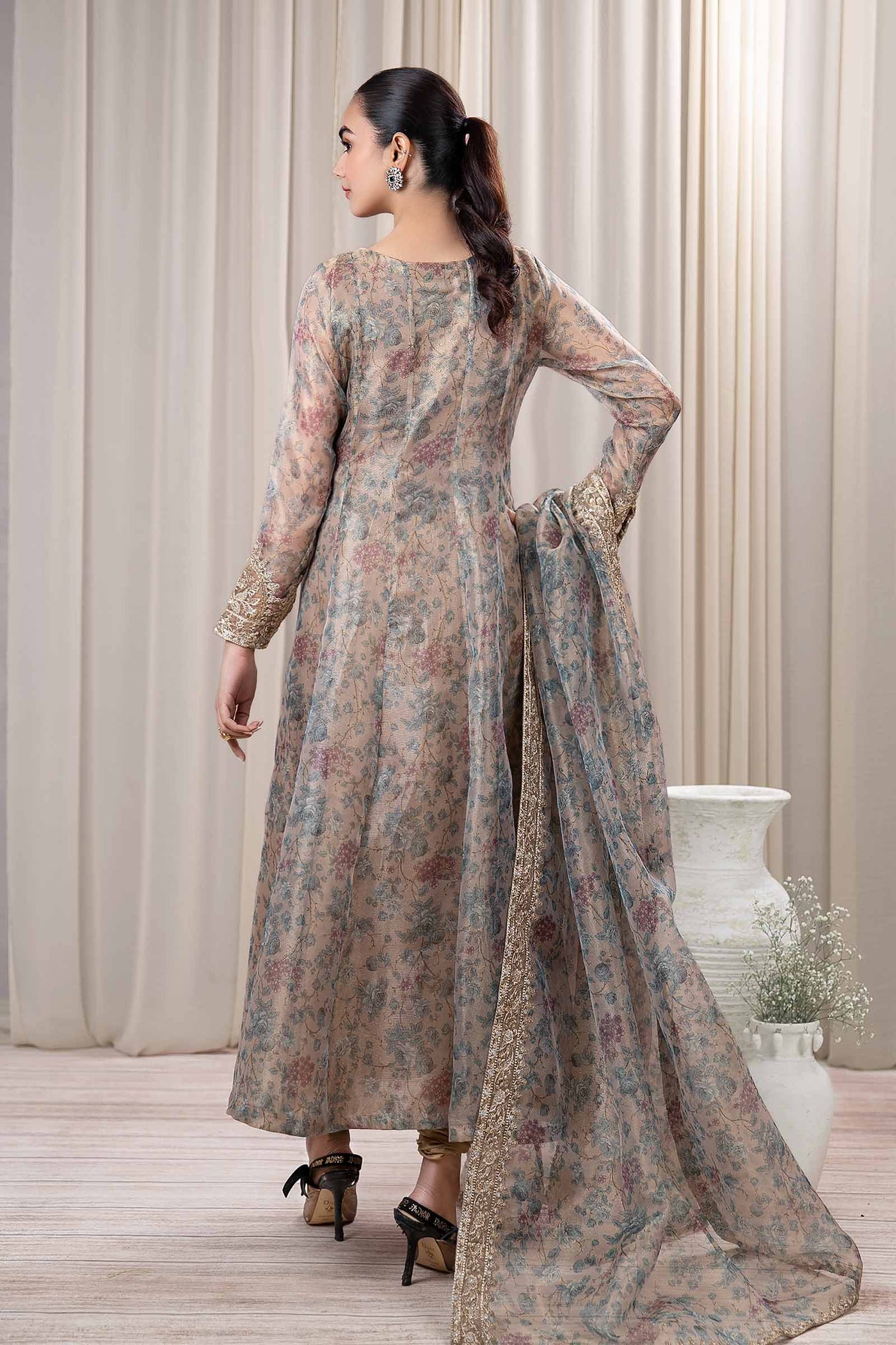 3 Piece Printed Organza Masoori Net Suit | DW-EF24-65