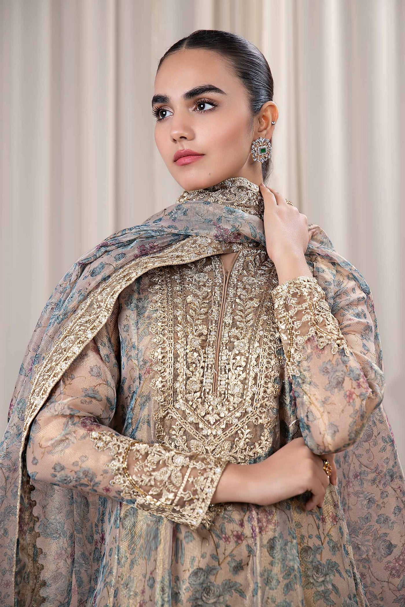 3 Piece Printed Organza Masoori Net Suit | DW-EF24-65