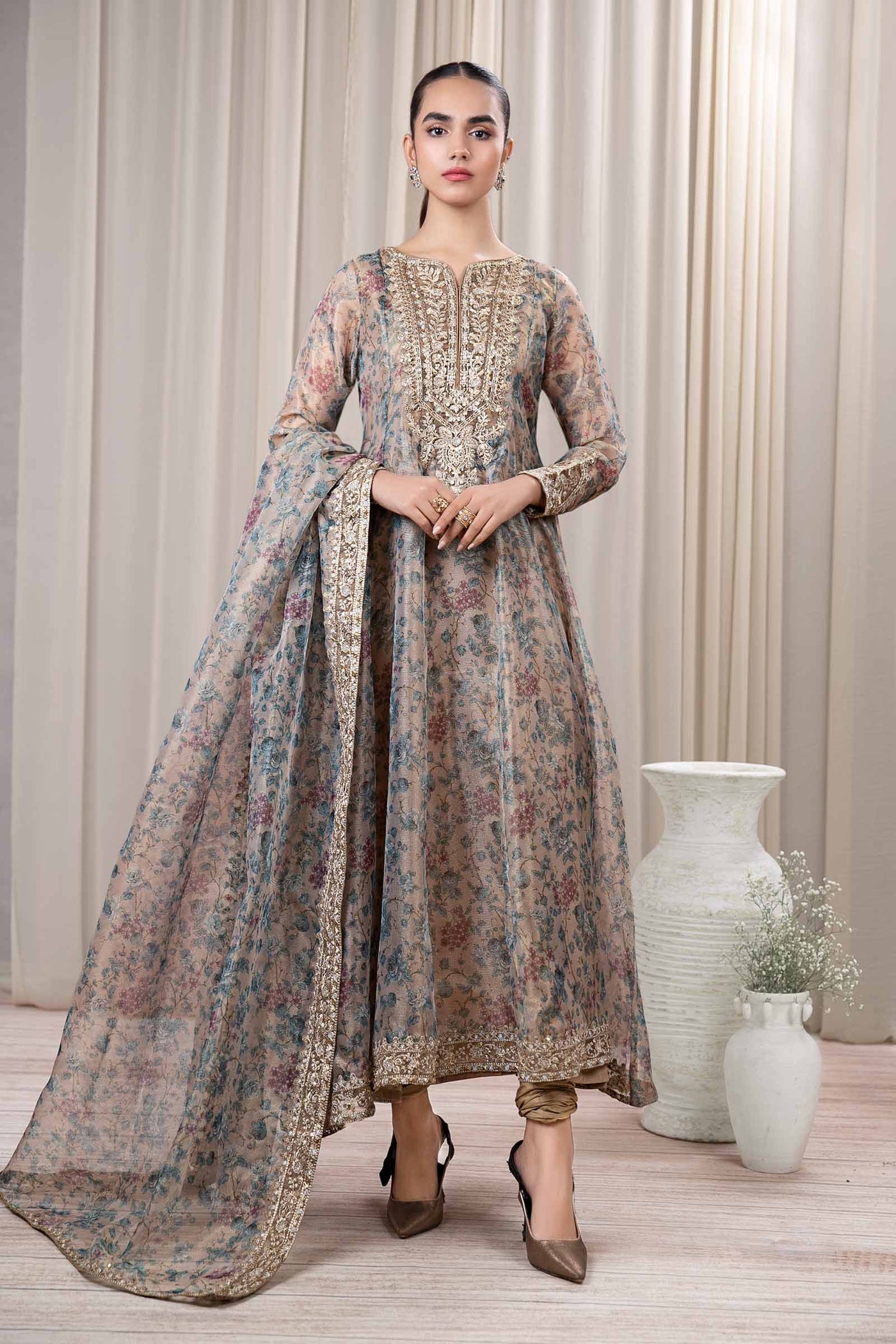 3 Piece Printed Organza Masoori Net Suit | DW-EF24-65