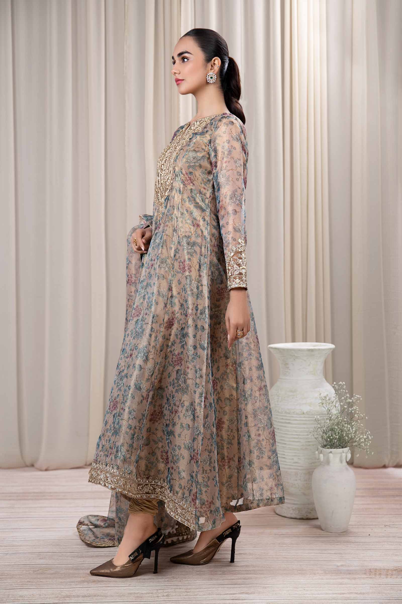 3 Piece Printed Organza Masoori Net Suit