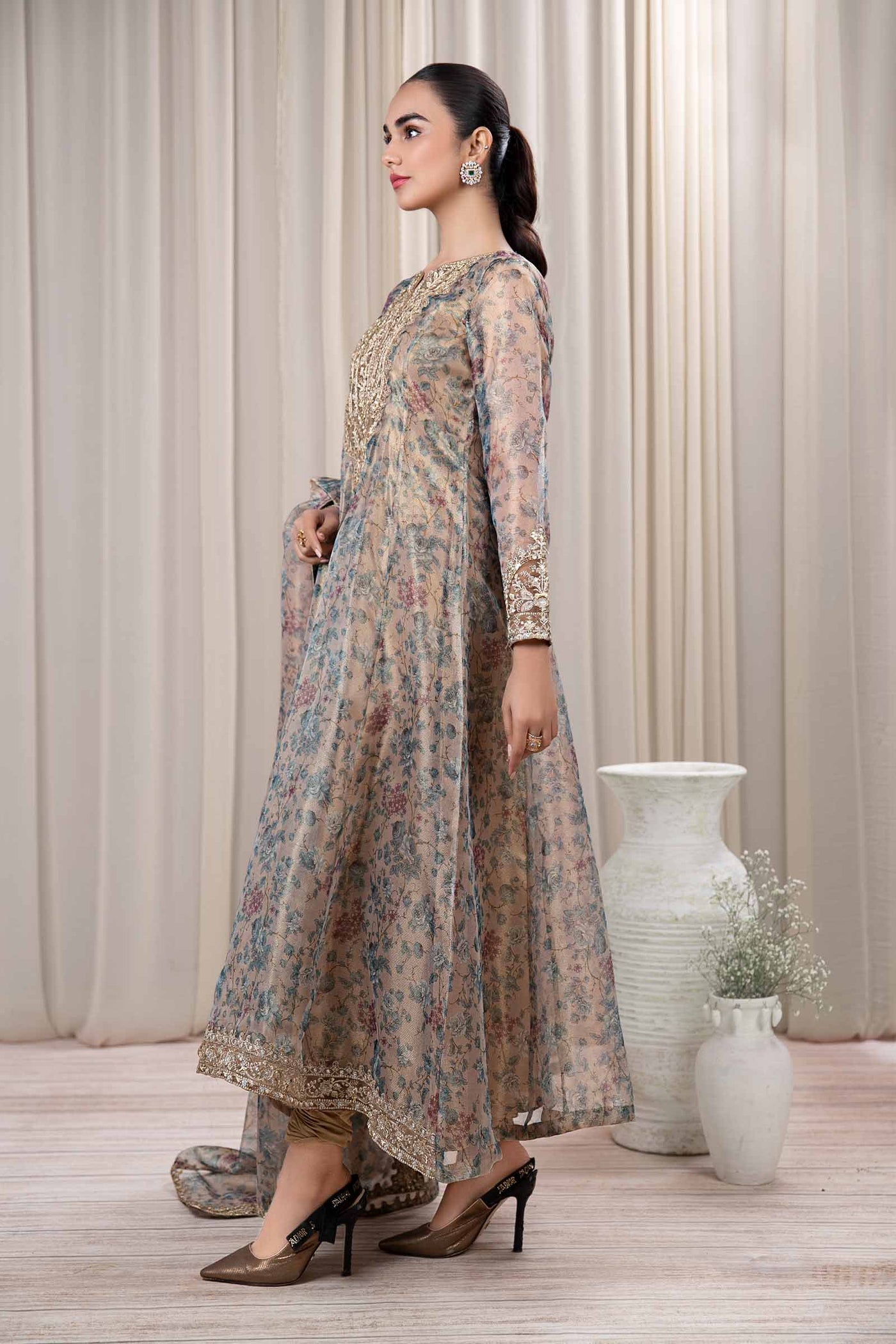 3 Piece Printed Organza Masoori Net Suit | DW-EF24-65