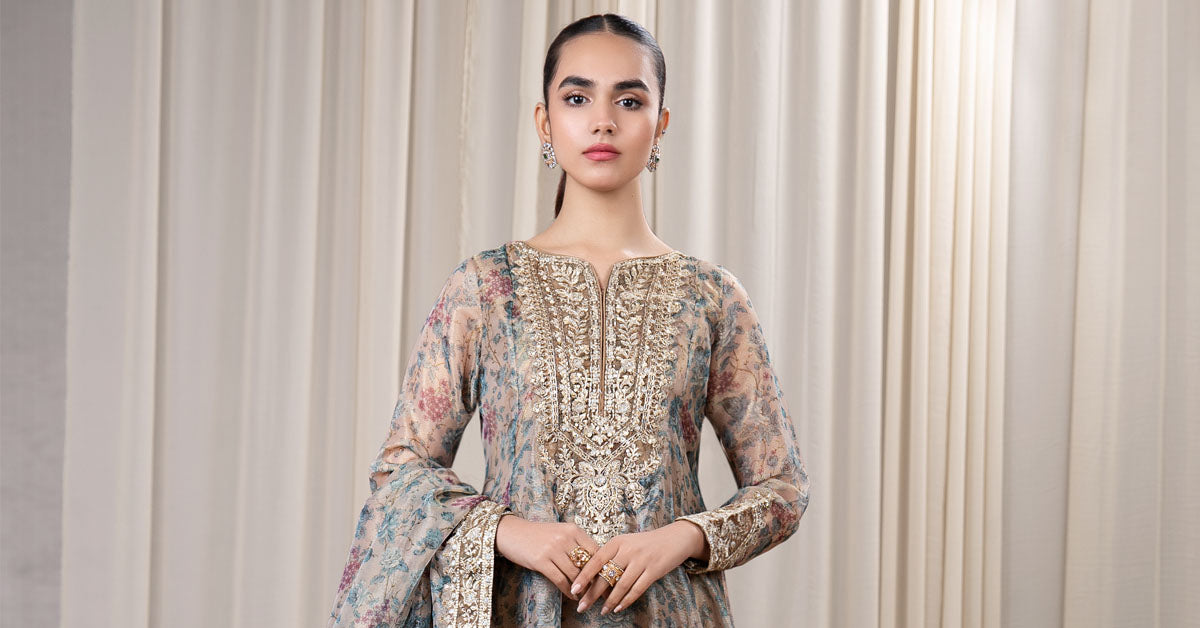 3 Piece Printed Organza Masoori Net Suit | DW-EF24-65