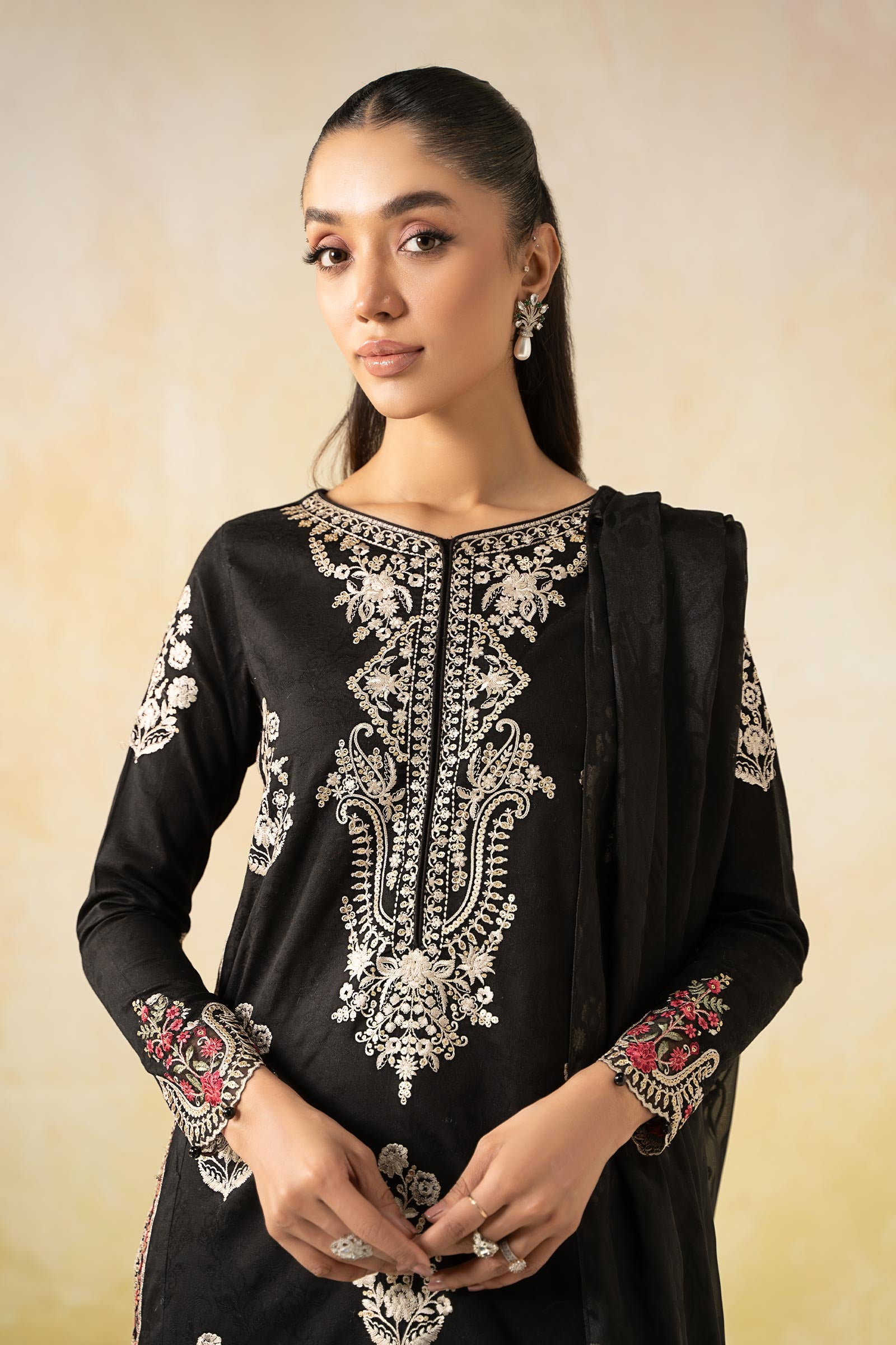 3 Piece Embroidered Self Jacquard Lawn Suit